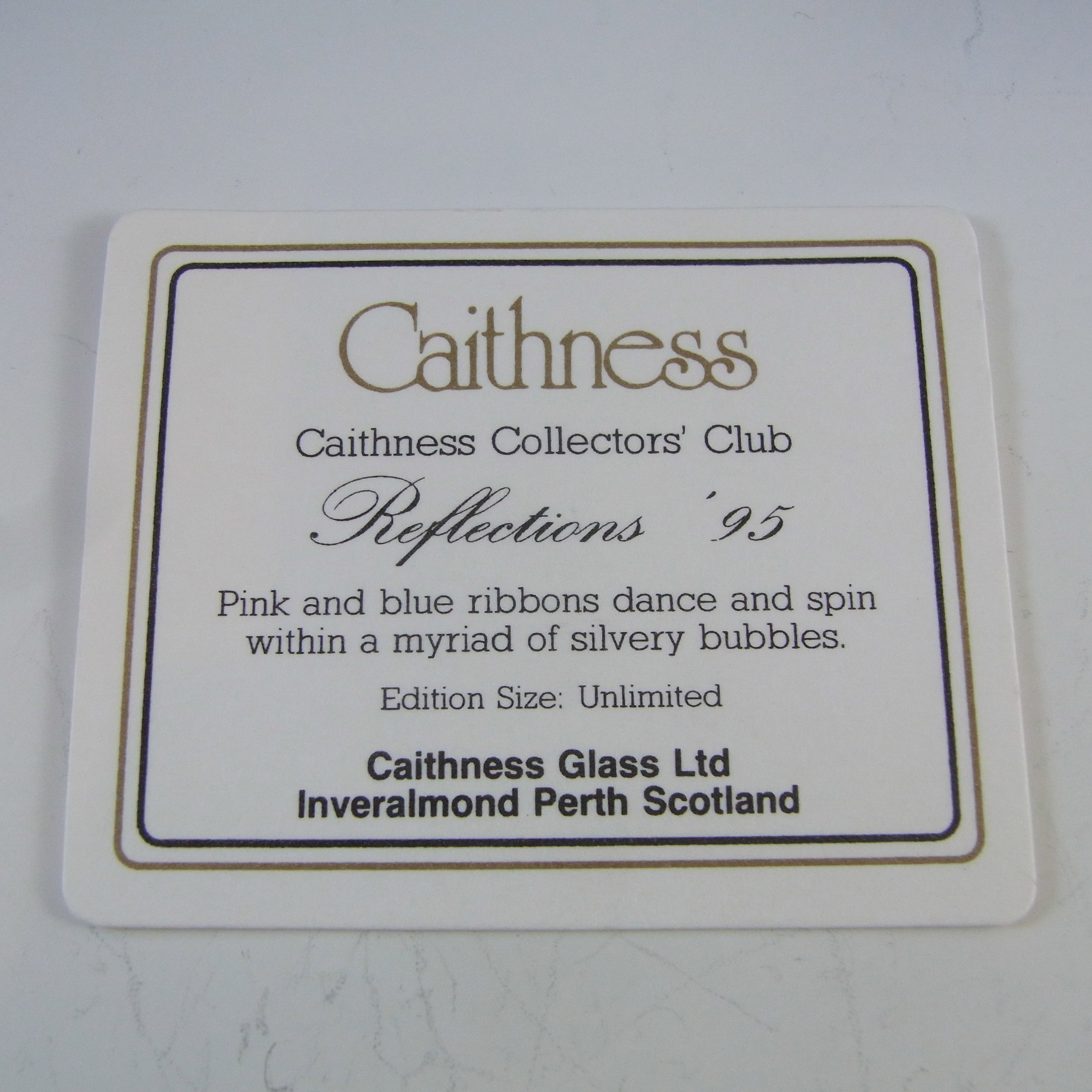 (image for) BOXED Caithness Pink & Blue Glass "Reflections '95" Paperweight - Click Image to Close