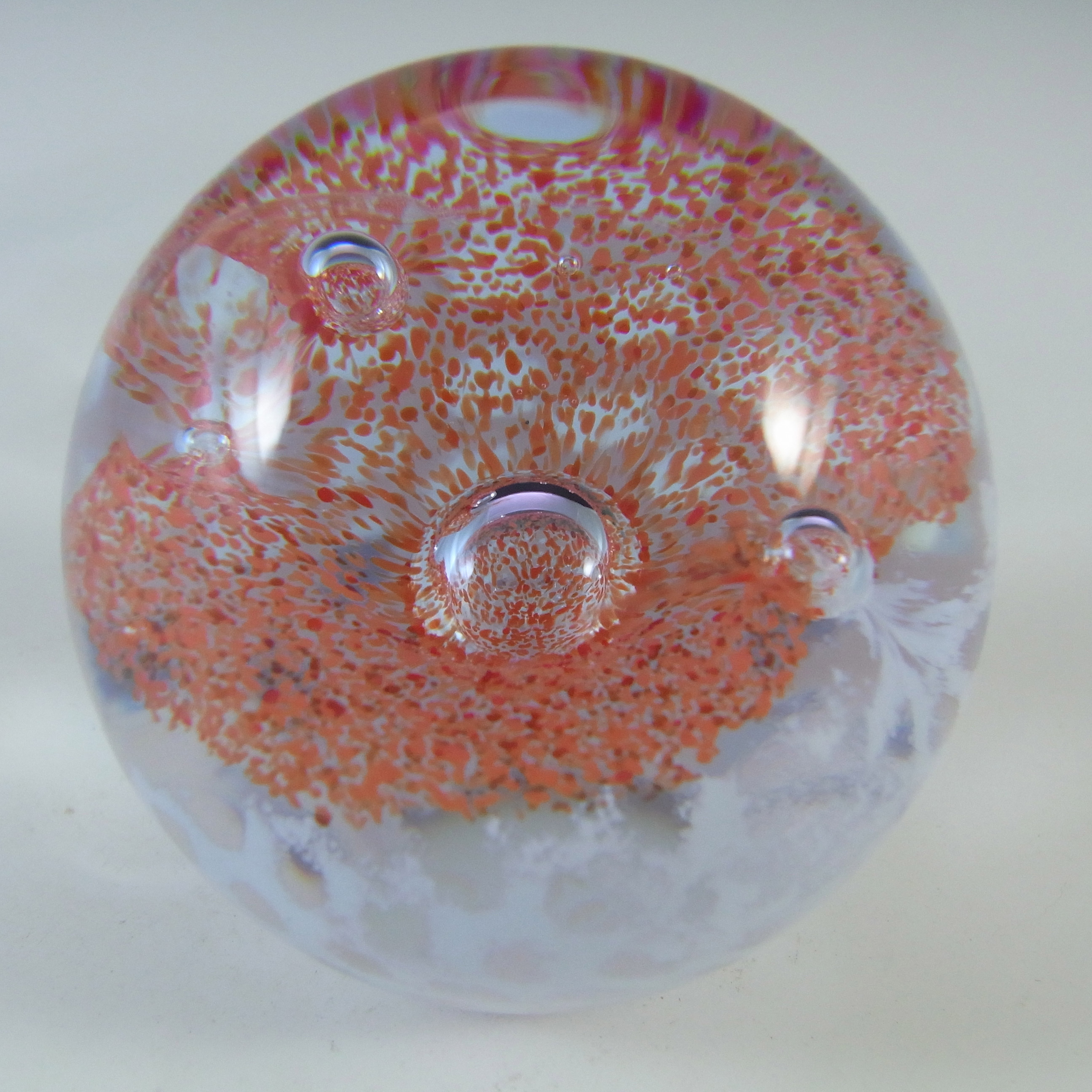 (image for) MARKED Caithness Orange & White Glass "Lacemaker" Paperweight - Click Image to Close