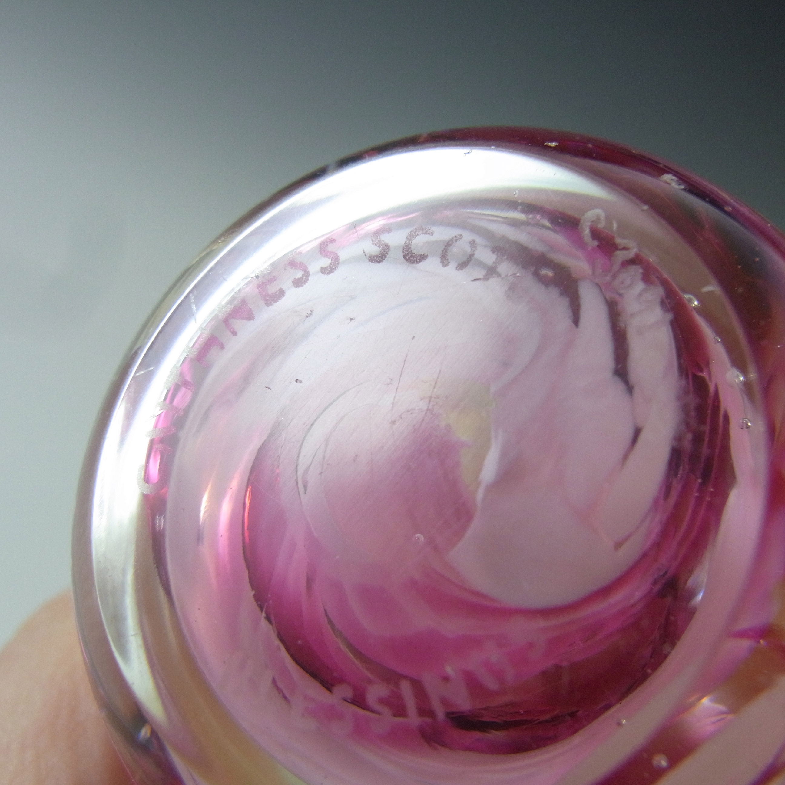 MARKED Caithness Pink Glass "Blessings" Egg Paperweight - Click Image to Close