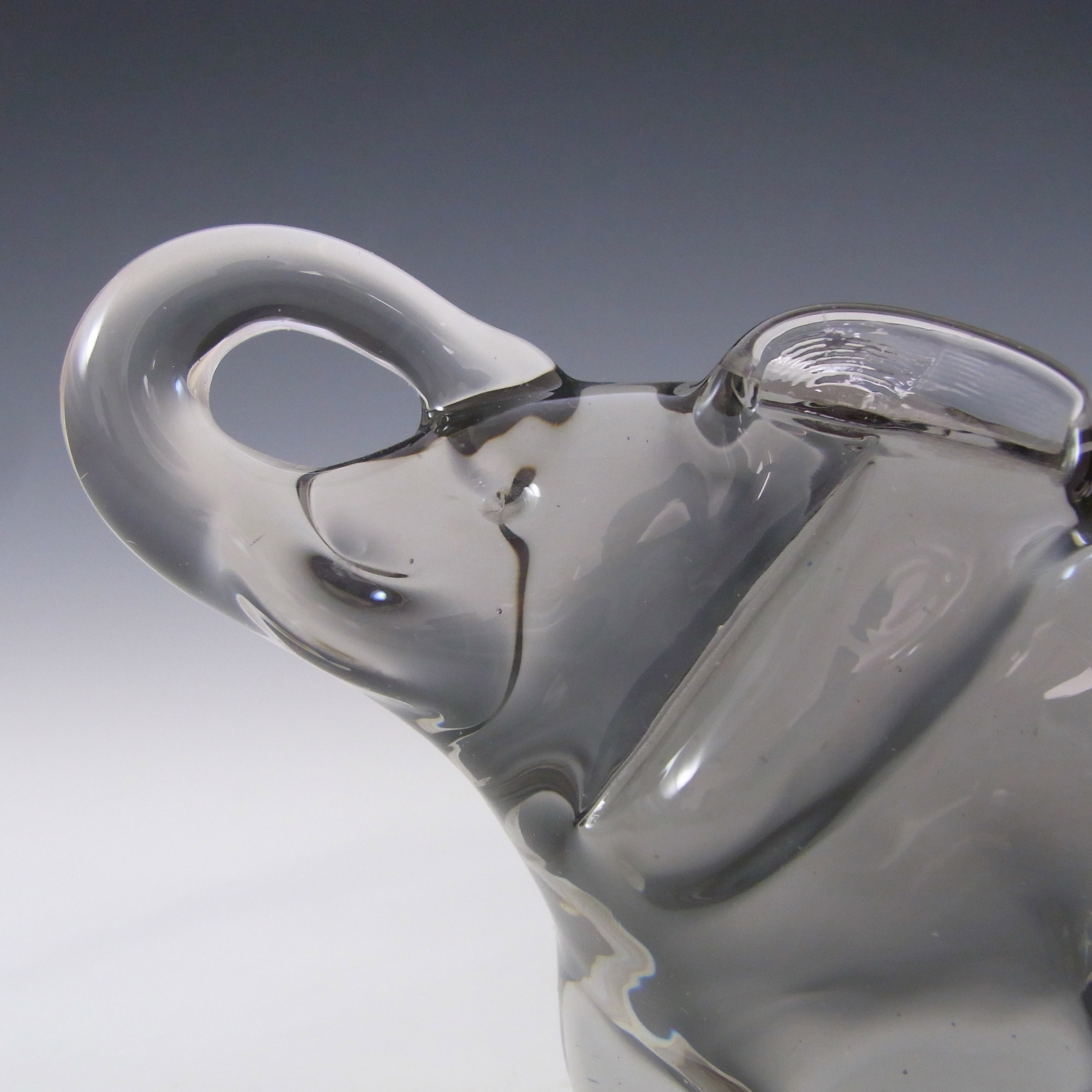 LABELLED Reijmyre Swedish Smoky Glass Elephant Sculpture - Click Image to Close