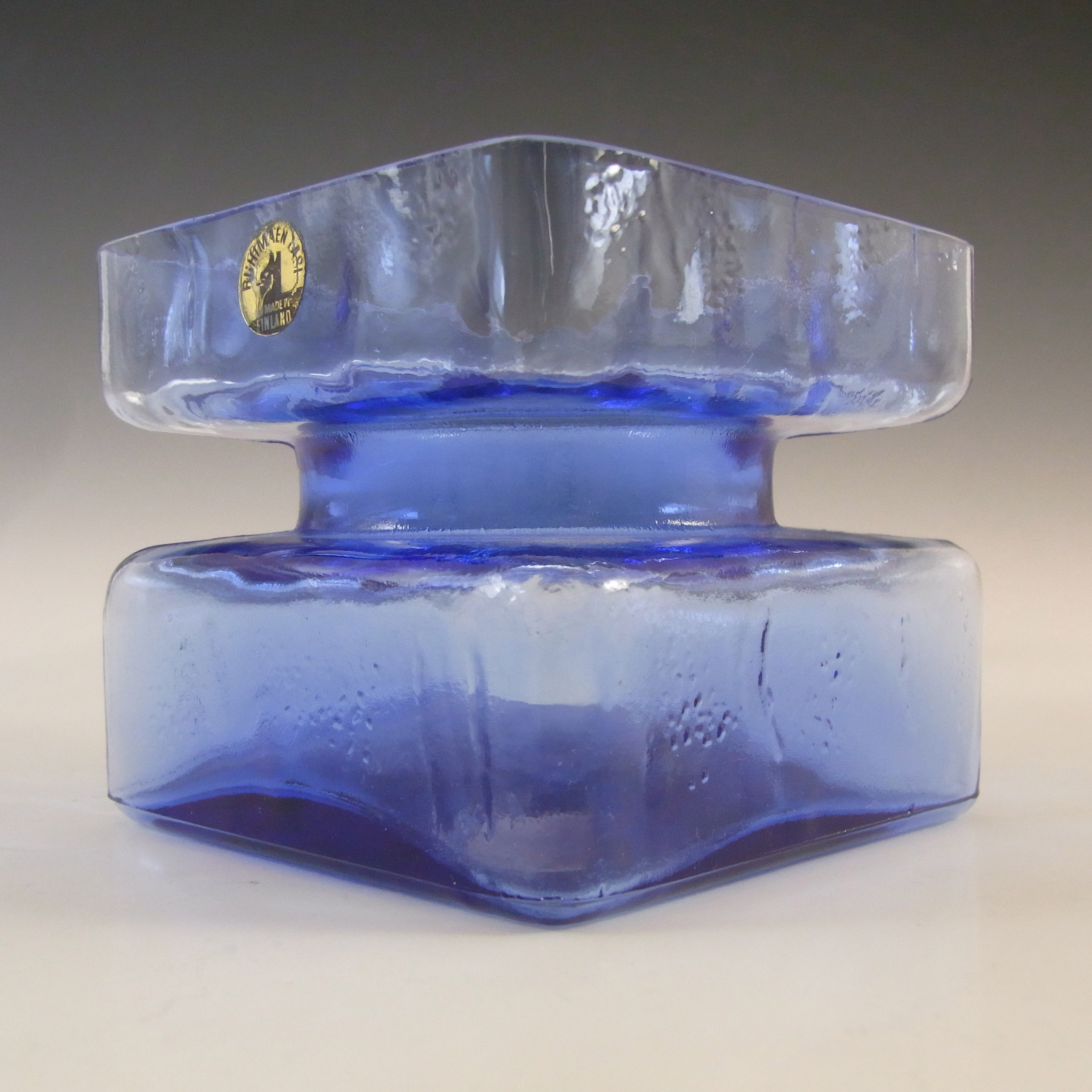 (image for) Riihimaki 'Pala' Riihimaen Helena Tynell Blue Glass Vase - Labelled - Click Image to Close