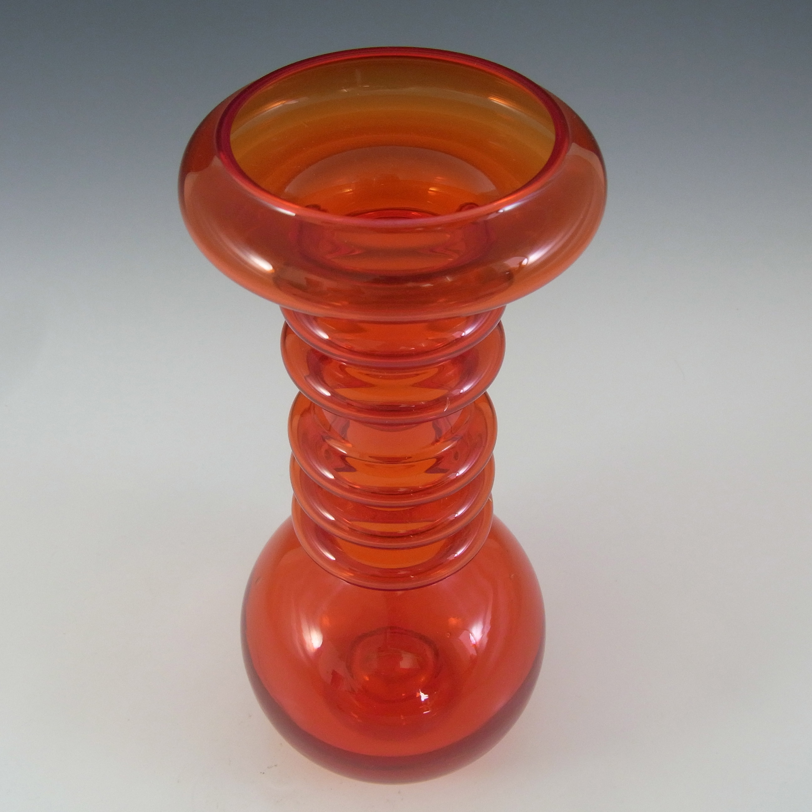 (image for) Riihimaki #1963 Riihimaen Red Glass 'Carmen' Candlestick / Vase - Click Image to Close