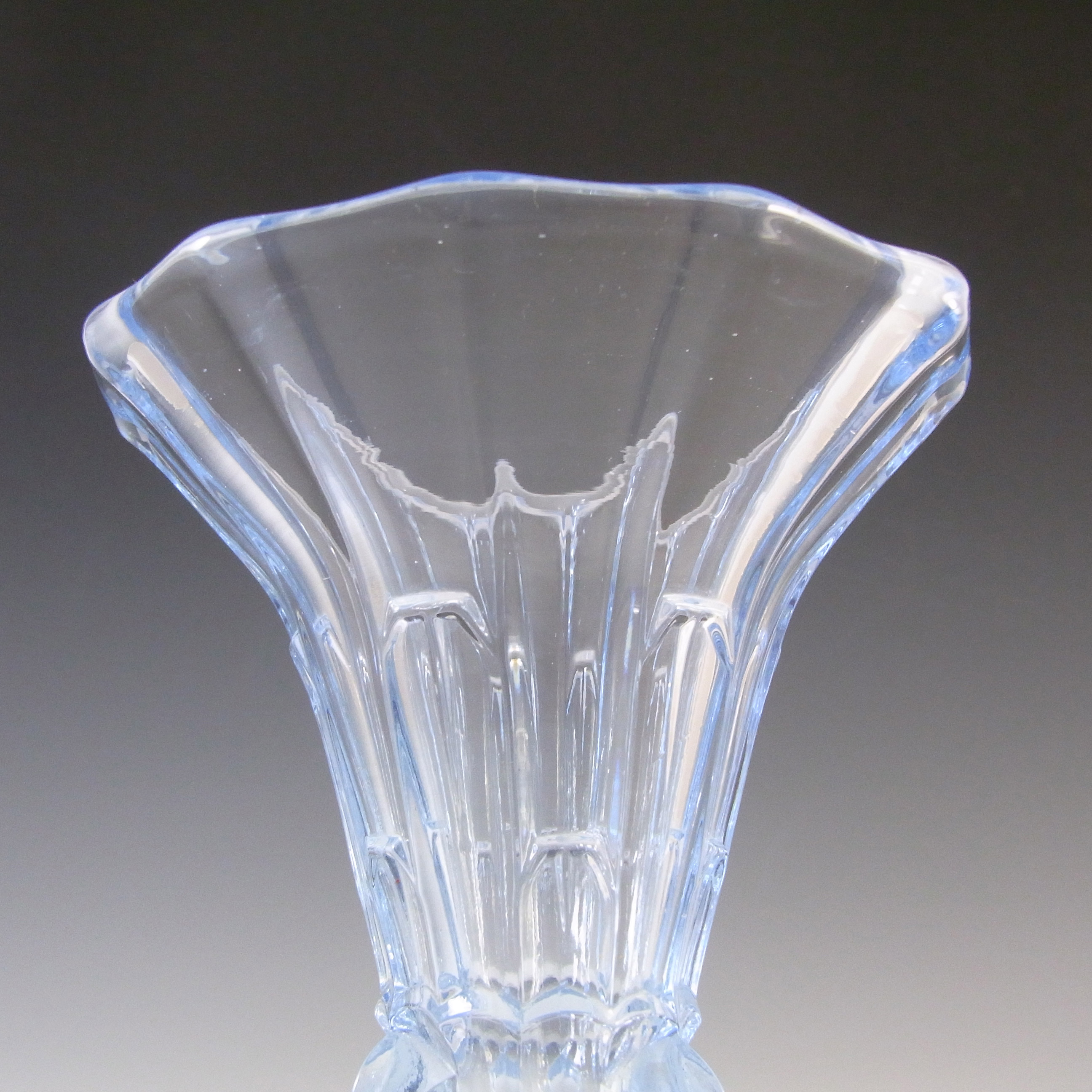 (image for) Czech 1930's Vintage 6.5" Art Deco Blue Glass Rocket Vase - Click Image to Close