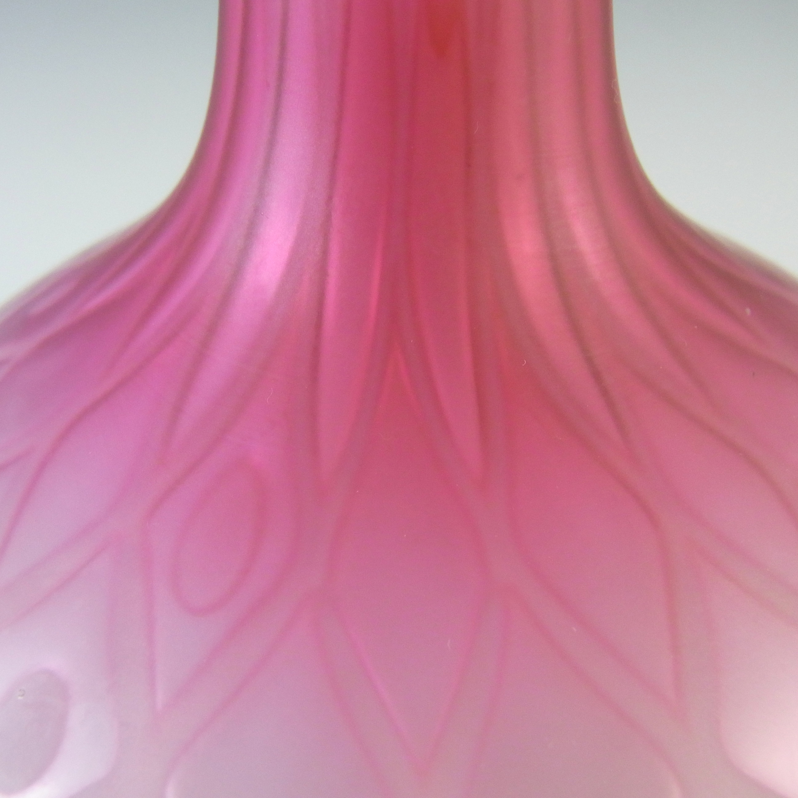 (image for) Victorian Satin Air Trap Pink & White Glass Antique Vase - Click Image to Close