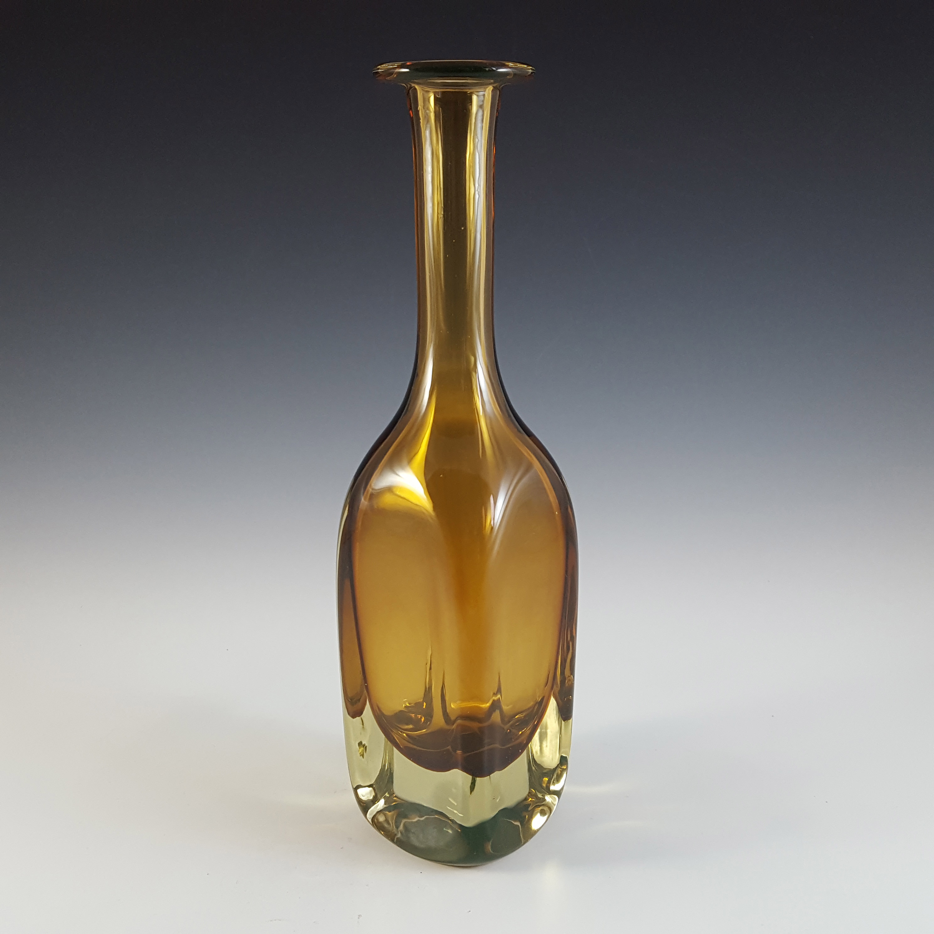 Seguso Vetri d'Arte Murano Sommerso Uranium Glass Bottle Vase by Pinzoni - Click Image to Close