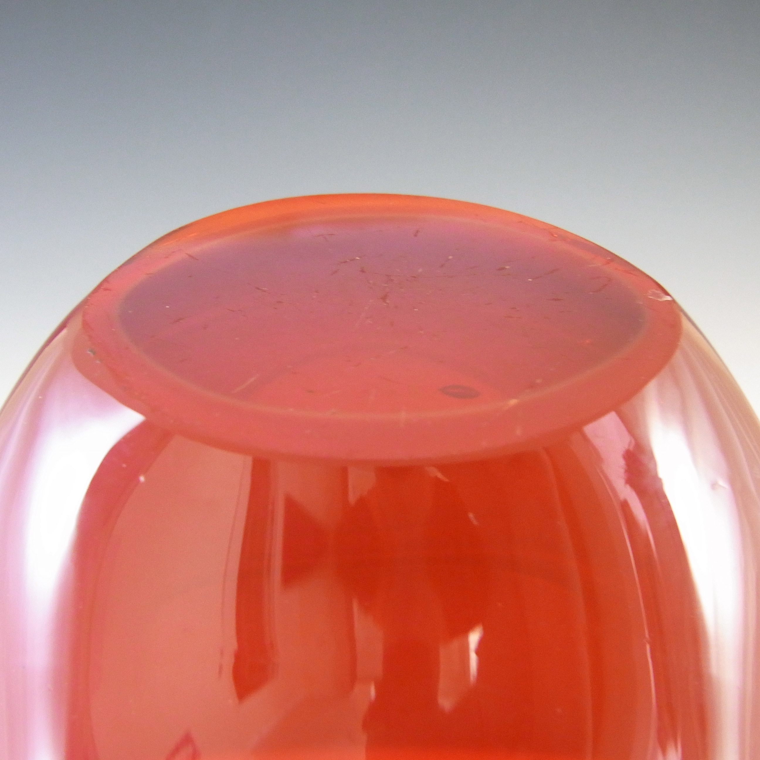 Viartec Murano Style Selenium Red & Orange Spanish Glass Sculpture - Click Image to Close