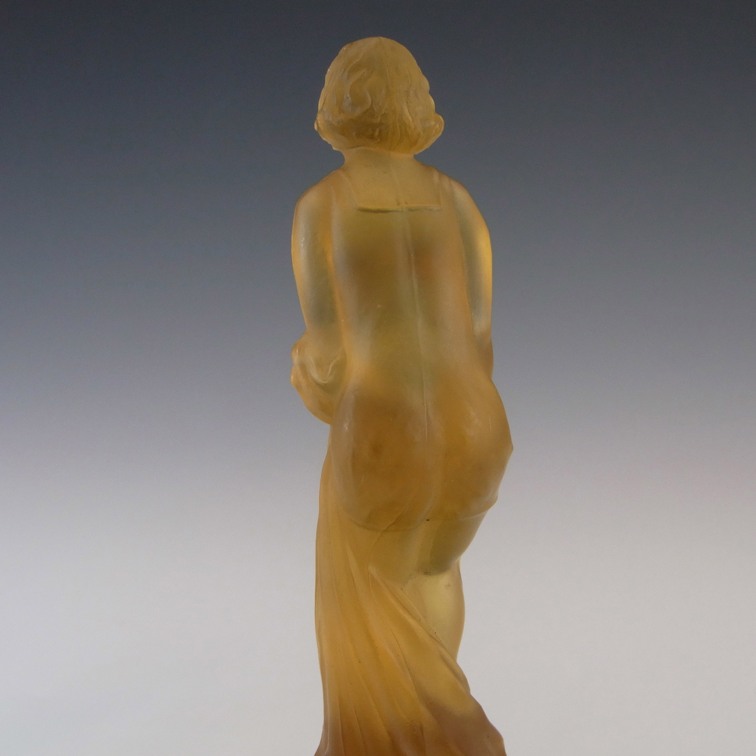 (image for) Müller & Co 'September Morn' Art Deco Amber Glass Lady Figurine - Click Image to Close