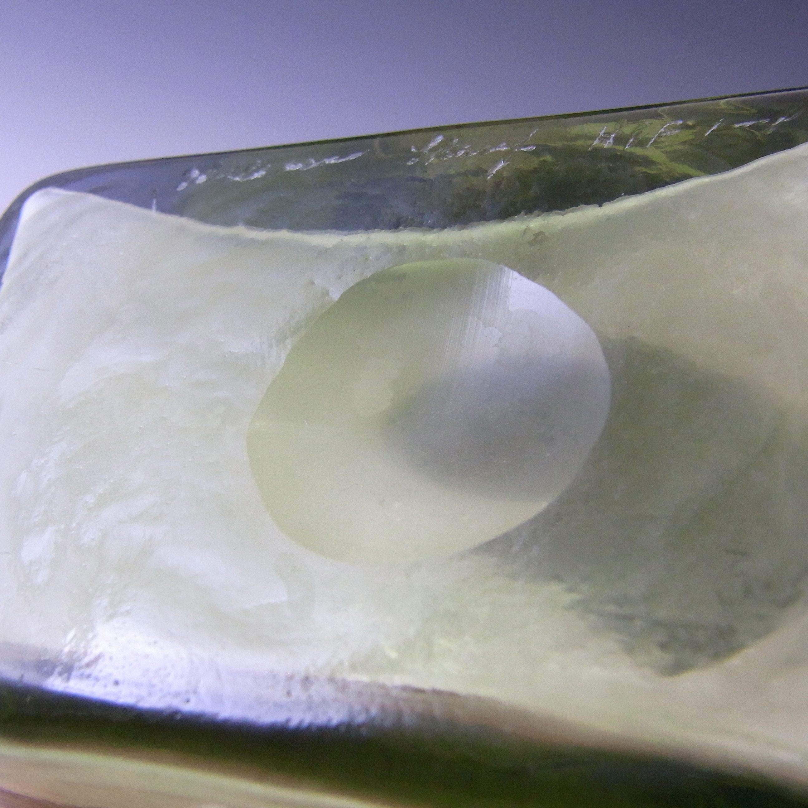 (image for) SIGNED & LABELLED Skruf Swedish Green Glass Bottle Vase - Click Image to Close