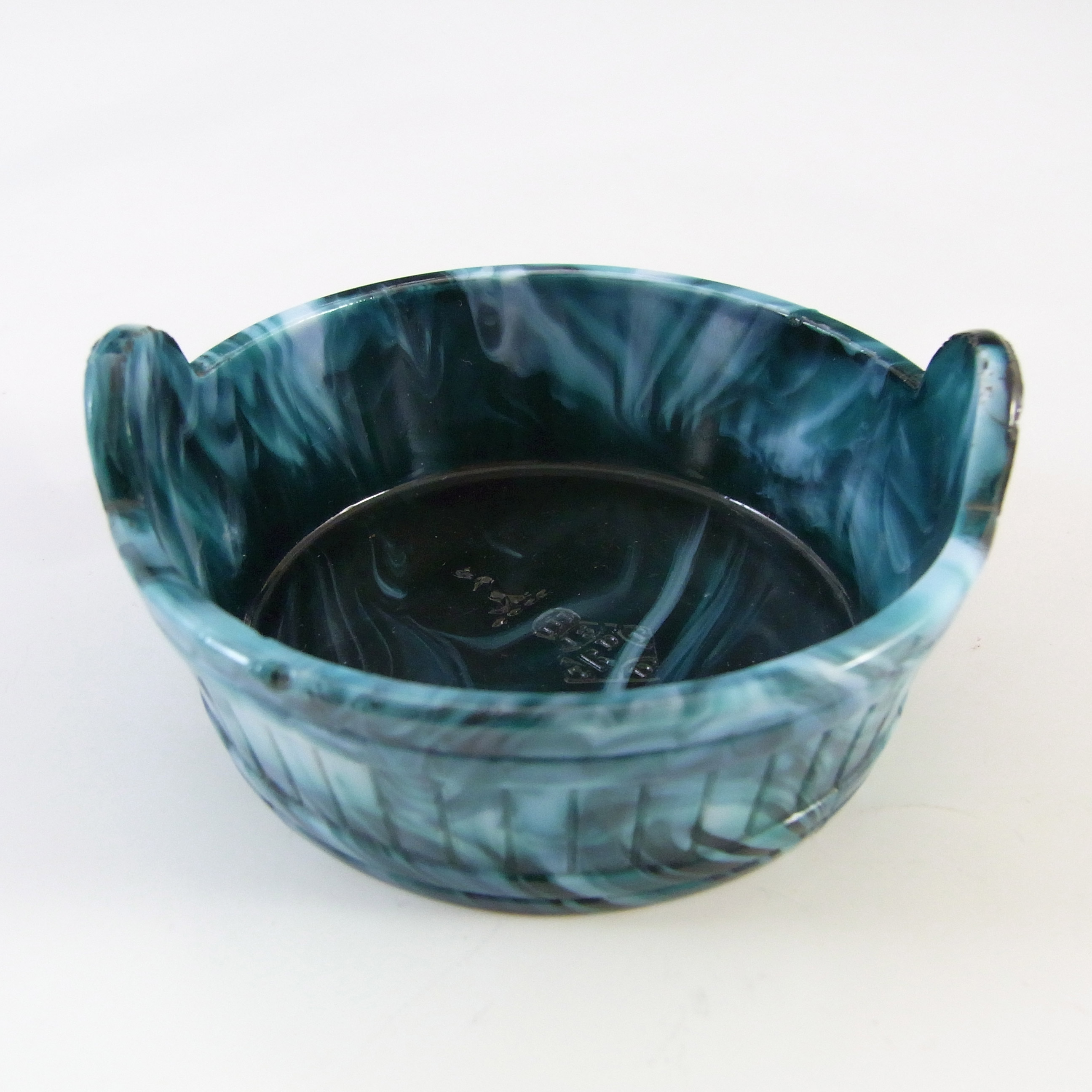 Sowerby #1259 Victorian Green Malachite / Slag Glass Bowl - Marked - Click Image to Close