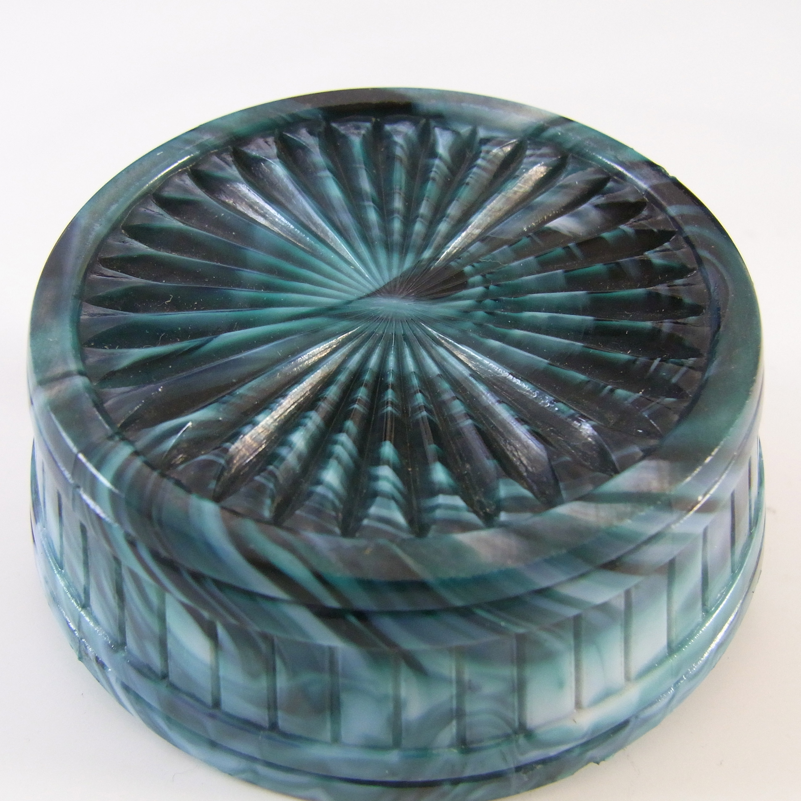 (image for) Sowerby #1259 Victorian Green Malachite / Slag Glass Bowl - Marked - Click Image to Close