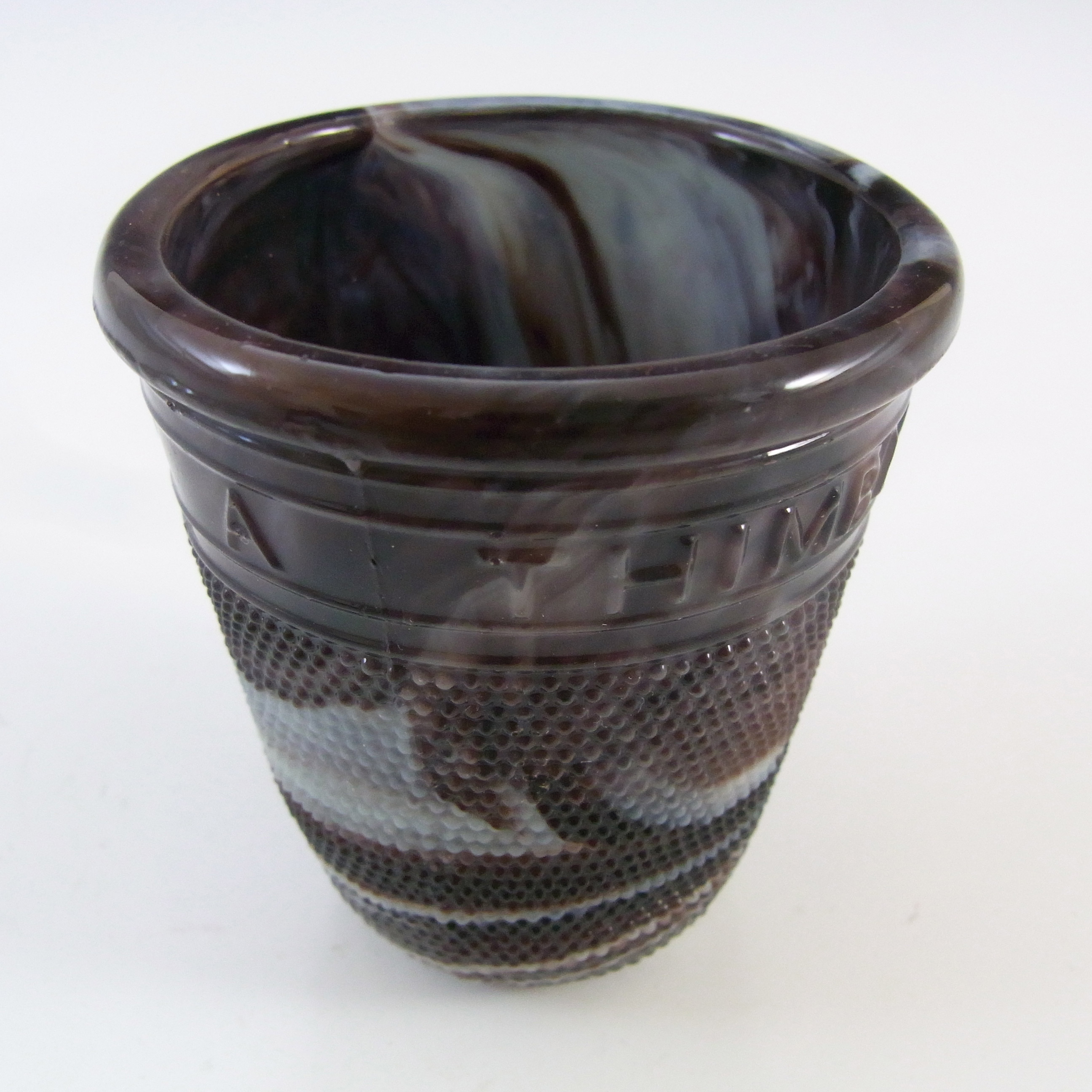 (image for) Davidson Victorian Purple Slag / Malachite Shot Glass - Click Image to Close