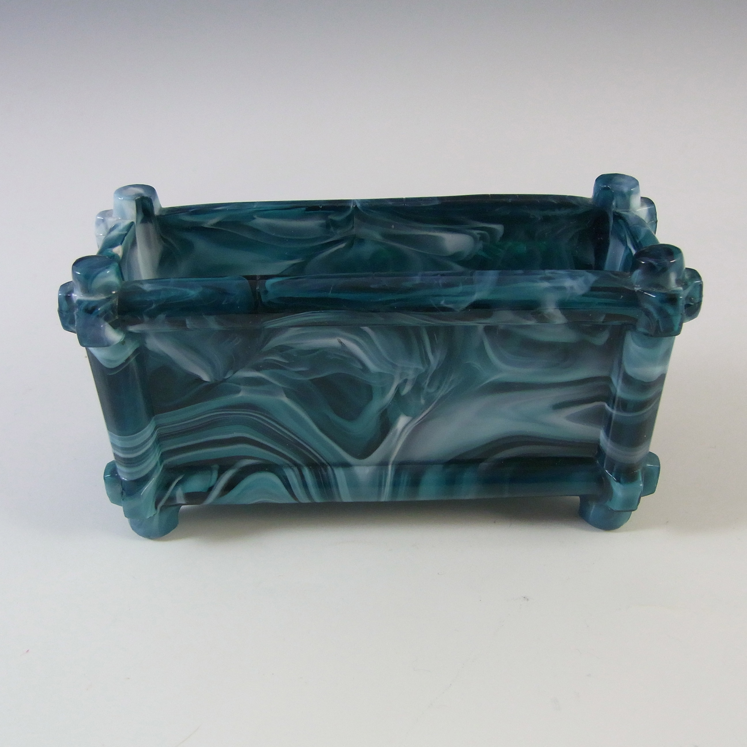 (image for) Sowerby #1231 MARKED Victorian Turquoise Malachite/Slag Glass Bowl - Click Image to Close