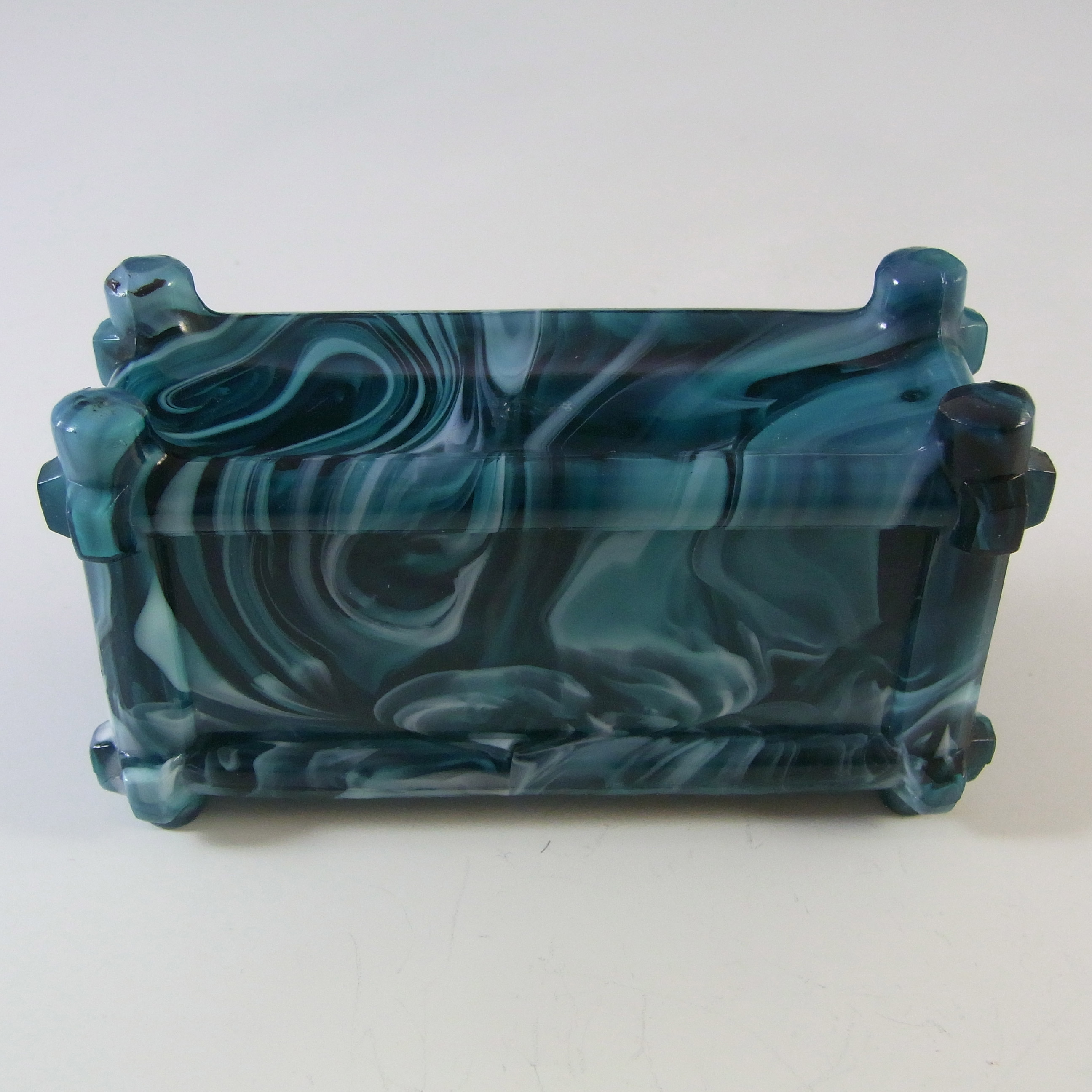 (image for) Sowerby #1231 MARKED Victorian Turquoise Malachite/Slag Glass Bowl - Click Image to Close