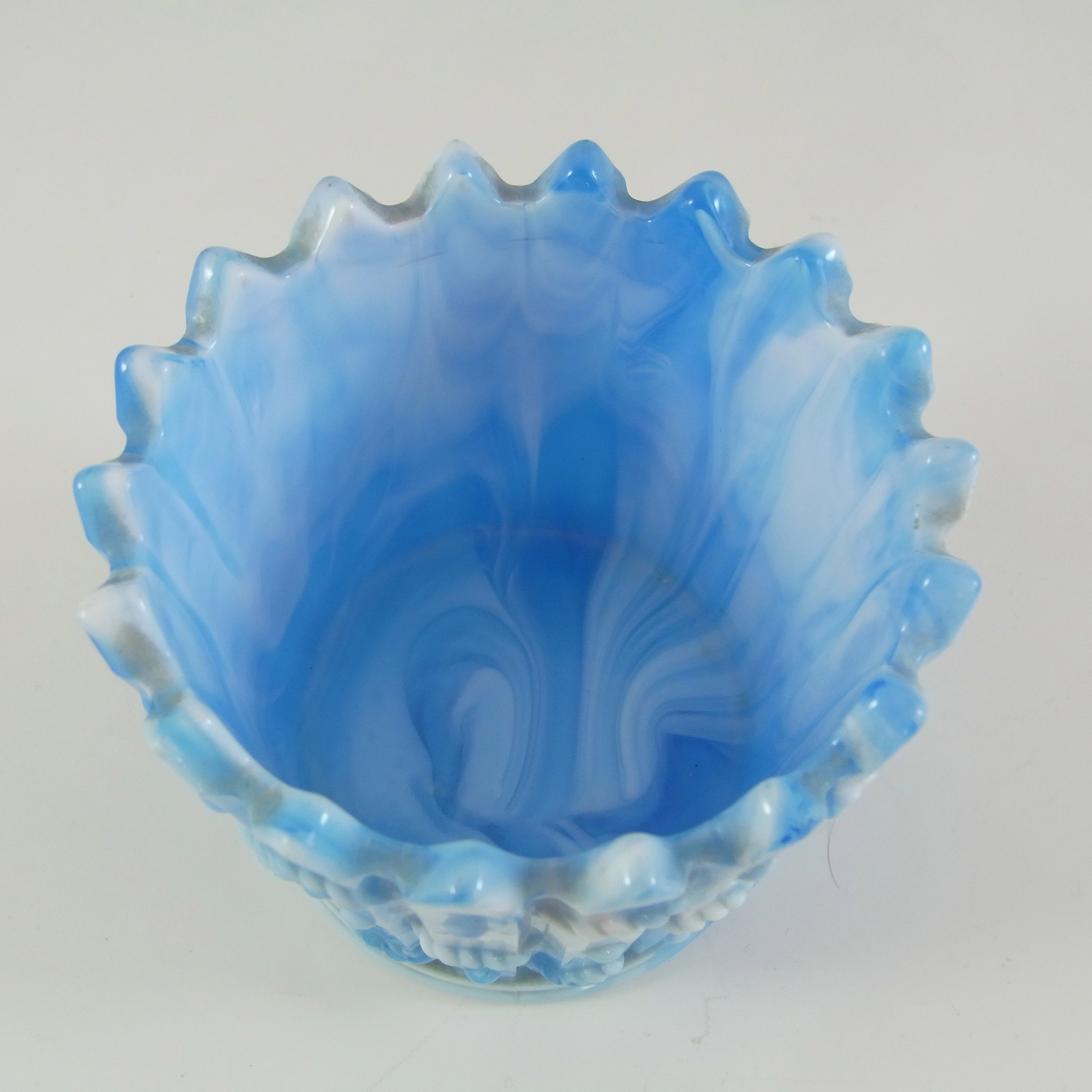 Victorian Blue & White Malachite / Slag Glass 1890's Bowl - Click Image to Close