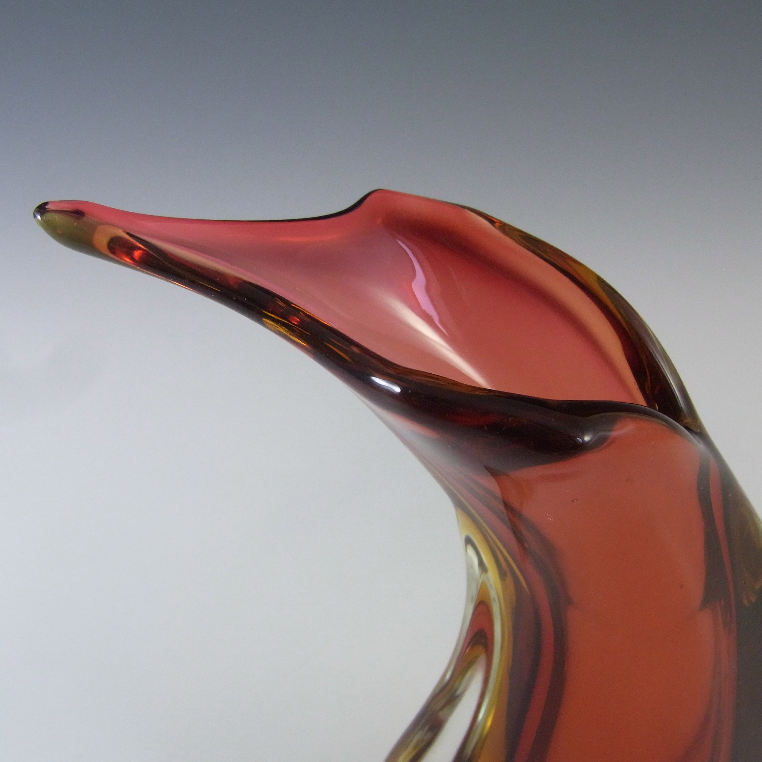 (image for) Murano / Venetian Vintage Amber Sommerso Glass Vase - Click Image to Close