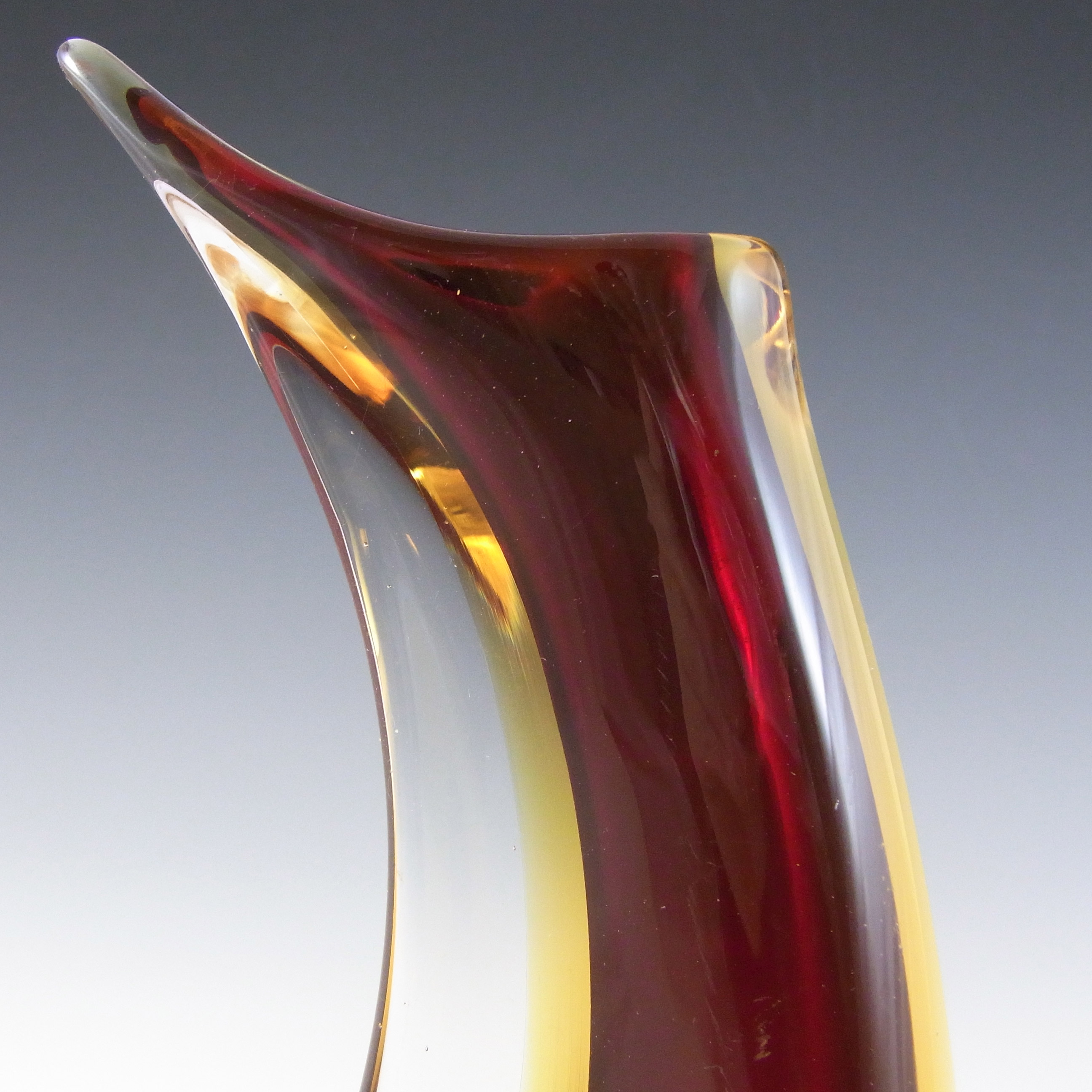 (image for) Murano Venetian Brown & Amber Sommerso Glass Vintage Vase - Click Image to Close