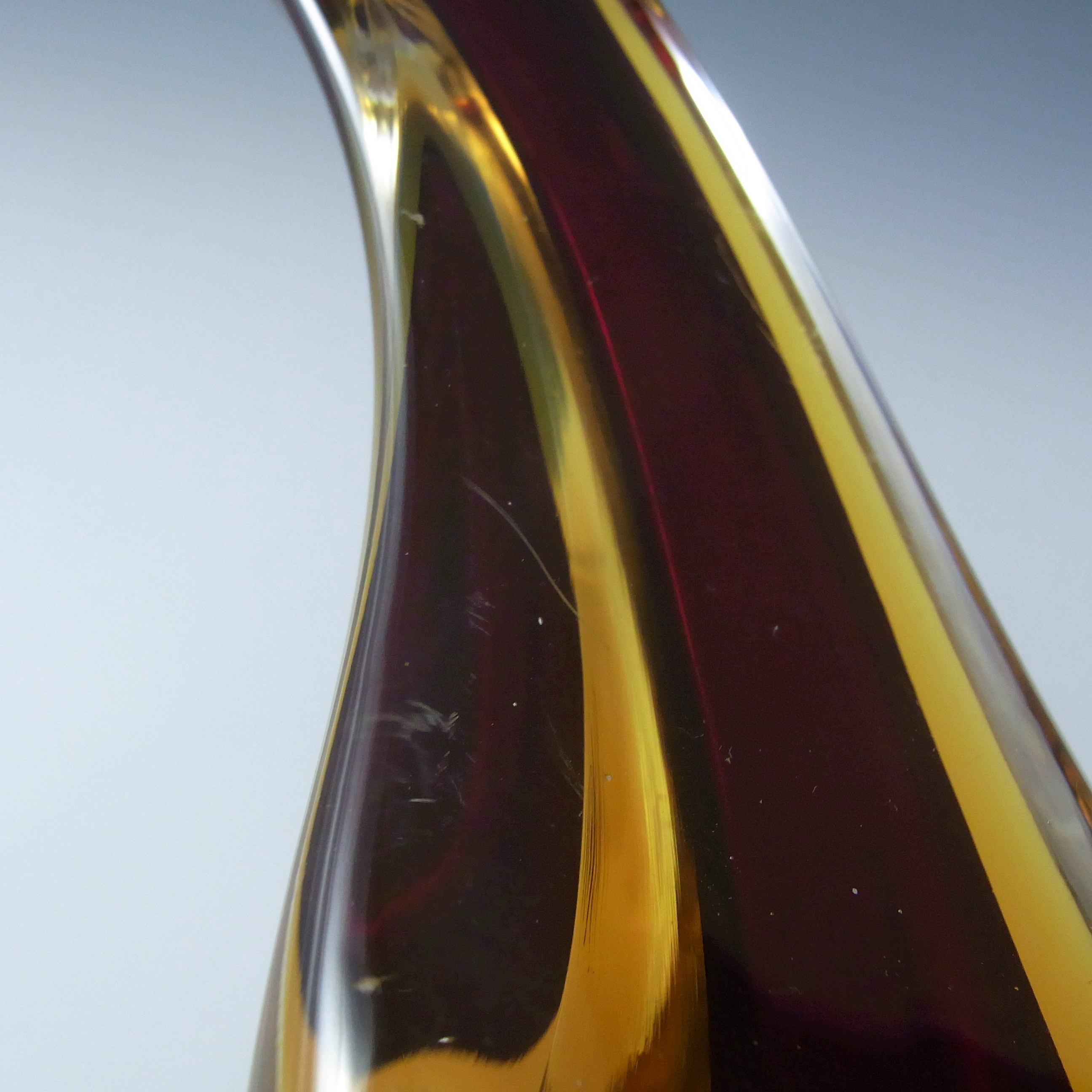 (image for) Murano Venetian Brown & Amber Sommerso Glass Vintage Vase - Click Image to Close