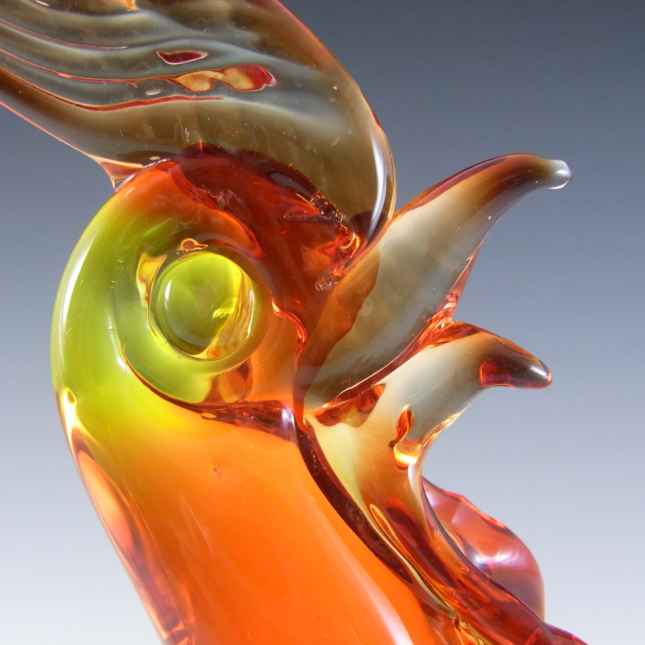 (image for) Murano / Venetian Orange Cased Glass Cockerel / Rooster - Click Image to Close
