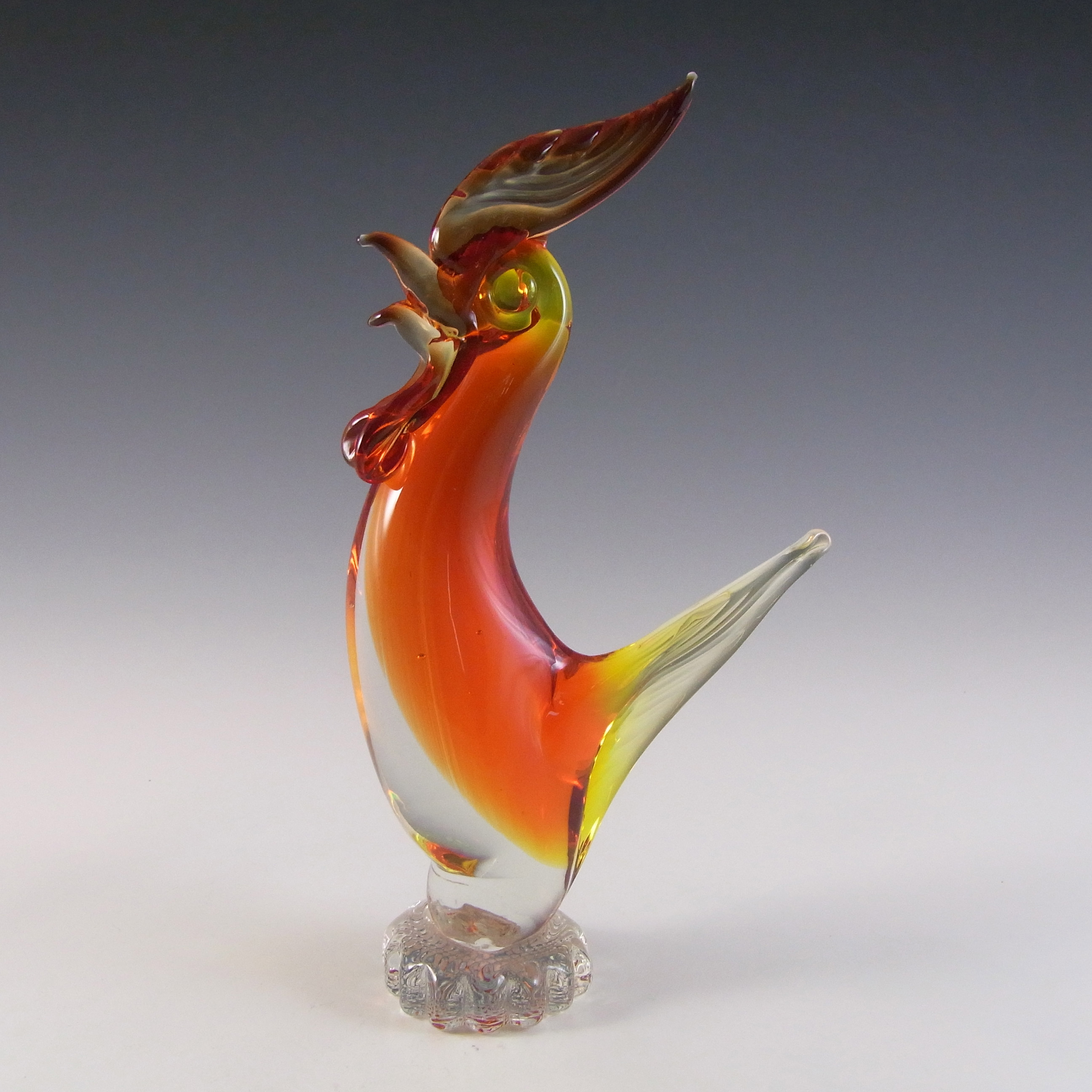 (image for) Murano / Venetian Orange Cased Glass Cockerel / Rooster - Click Image to Close