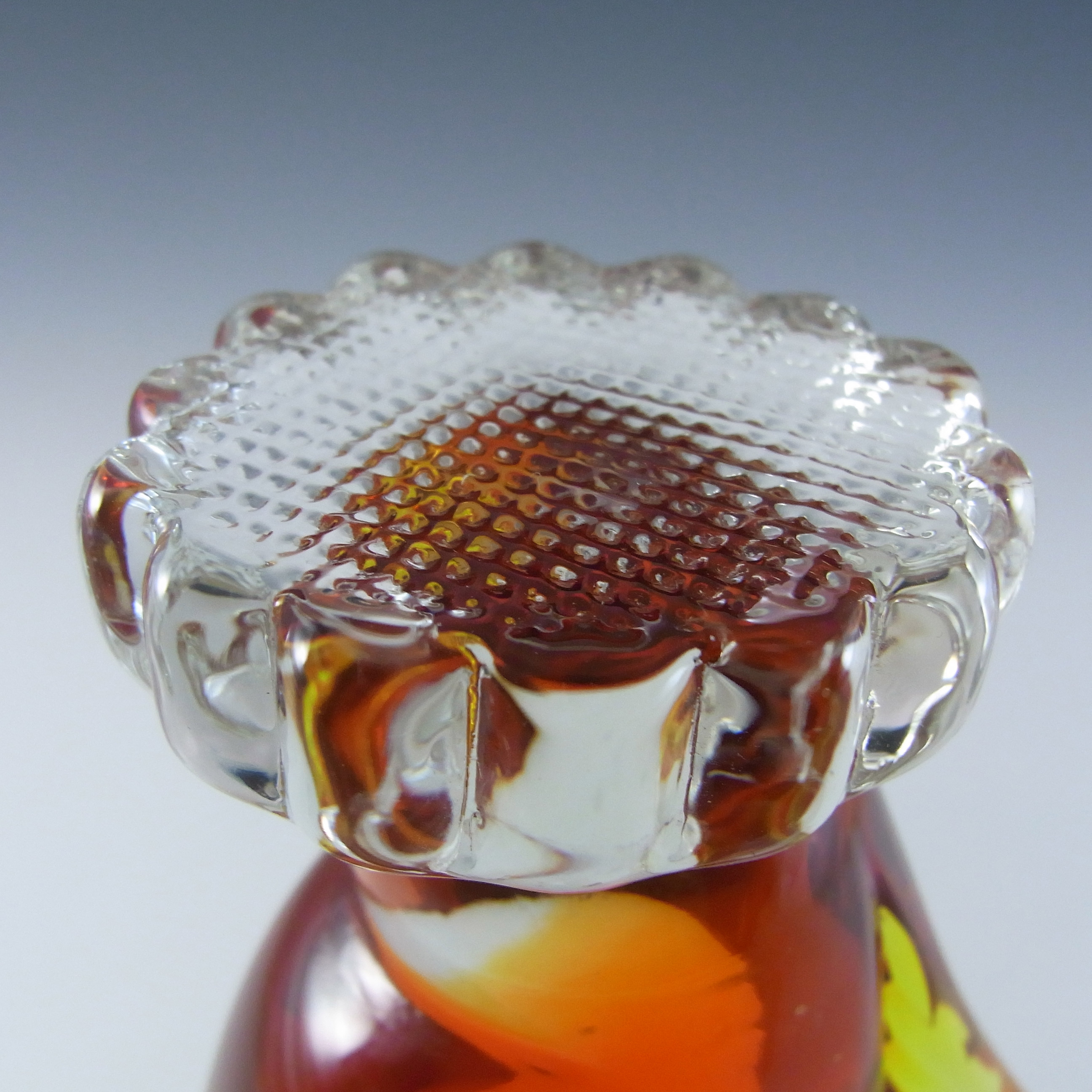 Murano / Venetian Orange Cased Glass Cockerel / Rooster - Click Image to Close