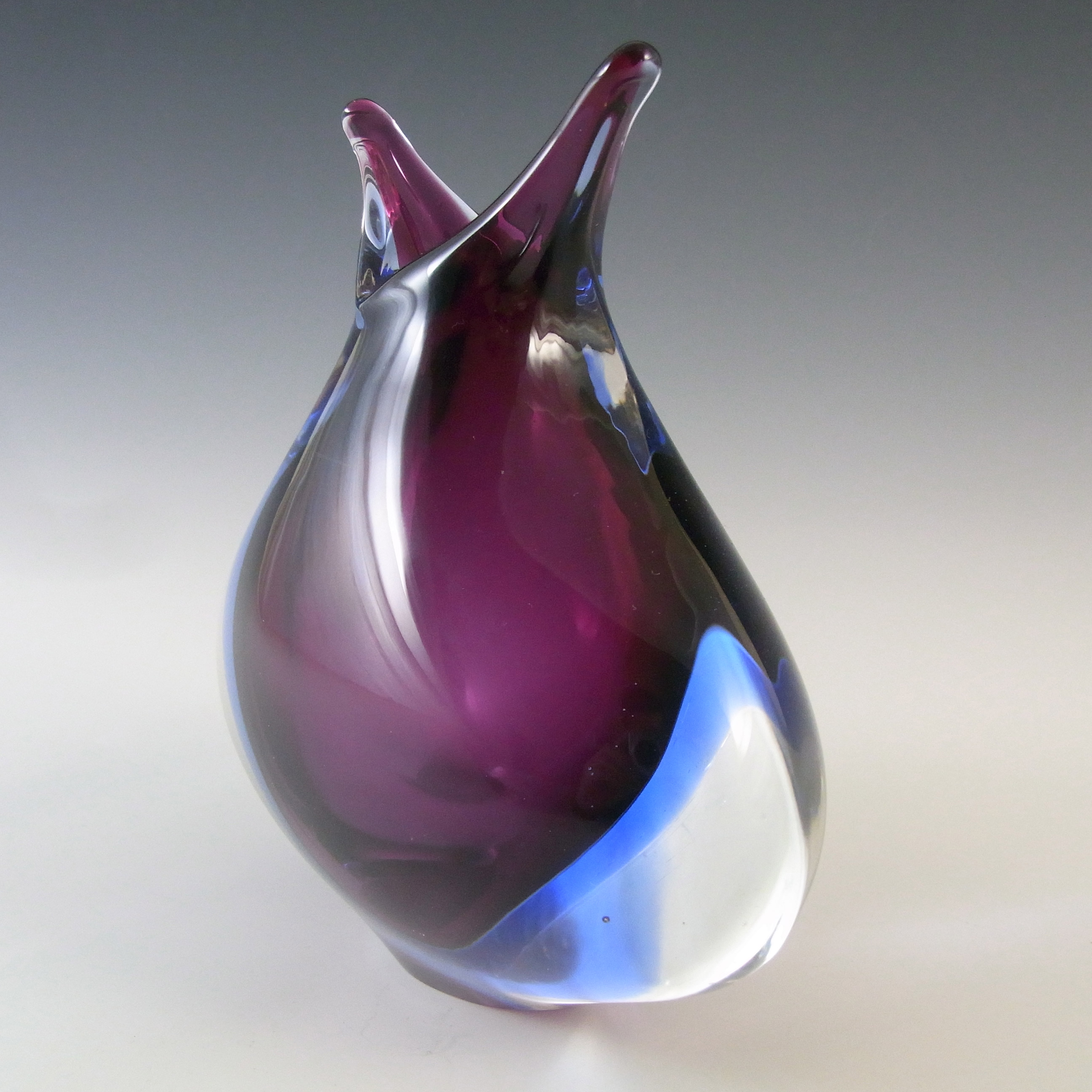 Murano / Venetian Purple & Blue Vintage Sommerso Glass Vase - Click Image to Close