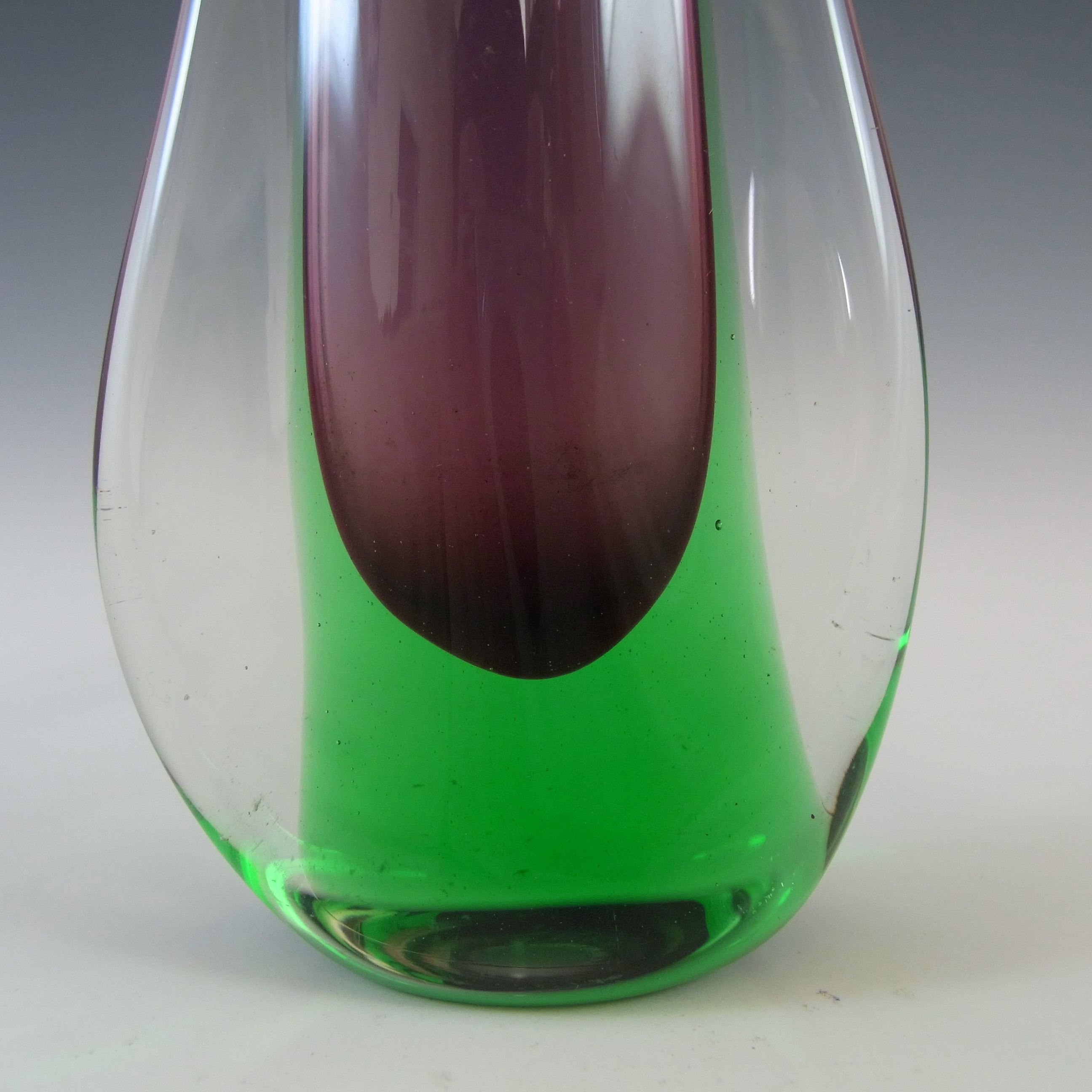 (image for) Galliano Ferro Murano Purple & Green Sommerso Glass Stem Vase - Click Image to Close