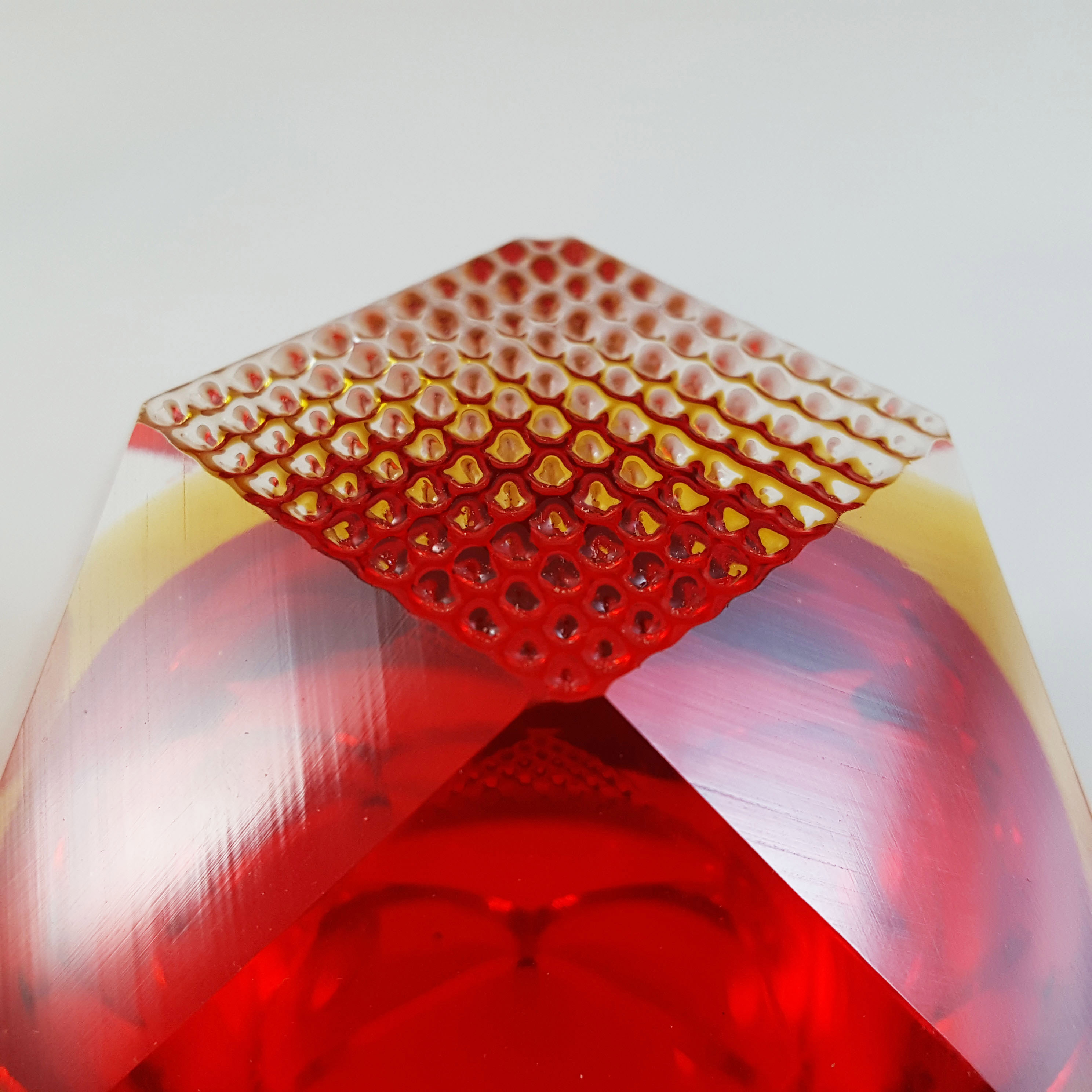 (image for) Vetri Molati Murano Faceted Red & Amber Sommerso Glass Bowl - Click Image to Close