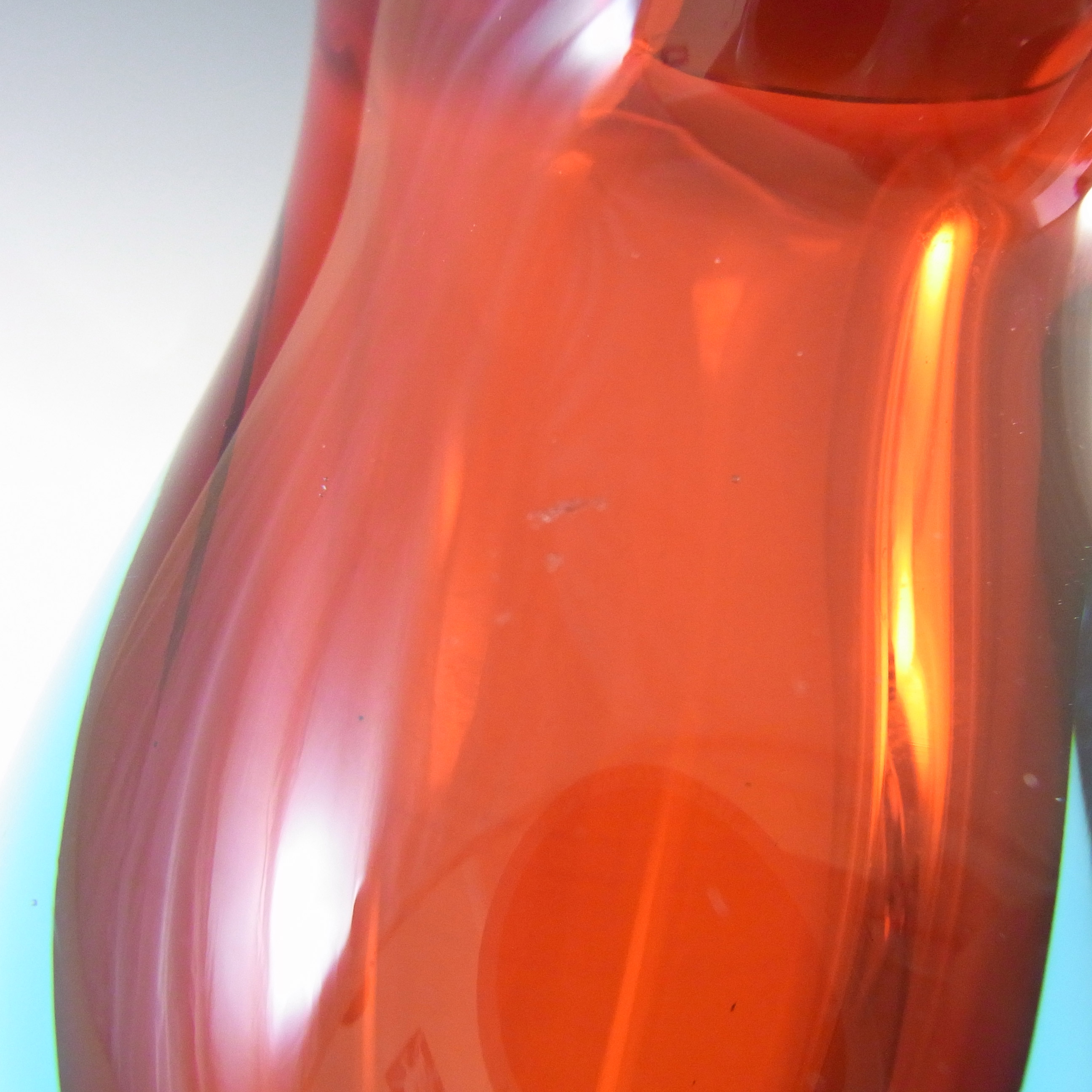 (image for) Murano Venetian Red & Blue Sommerso Glass Organic Vase - Click Image to Close