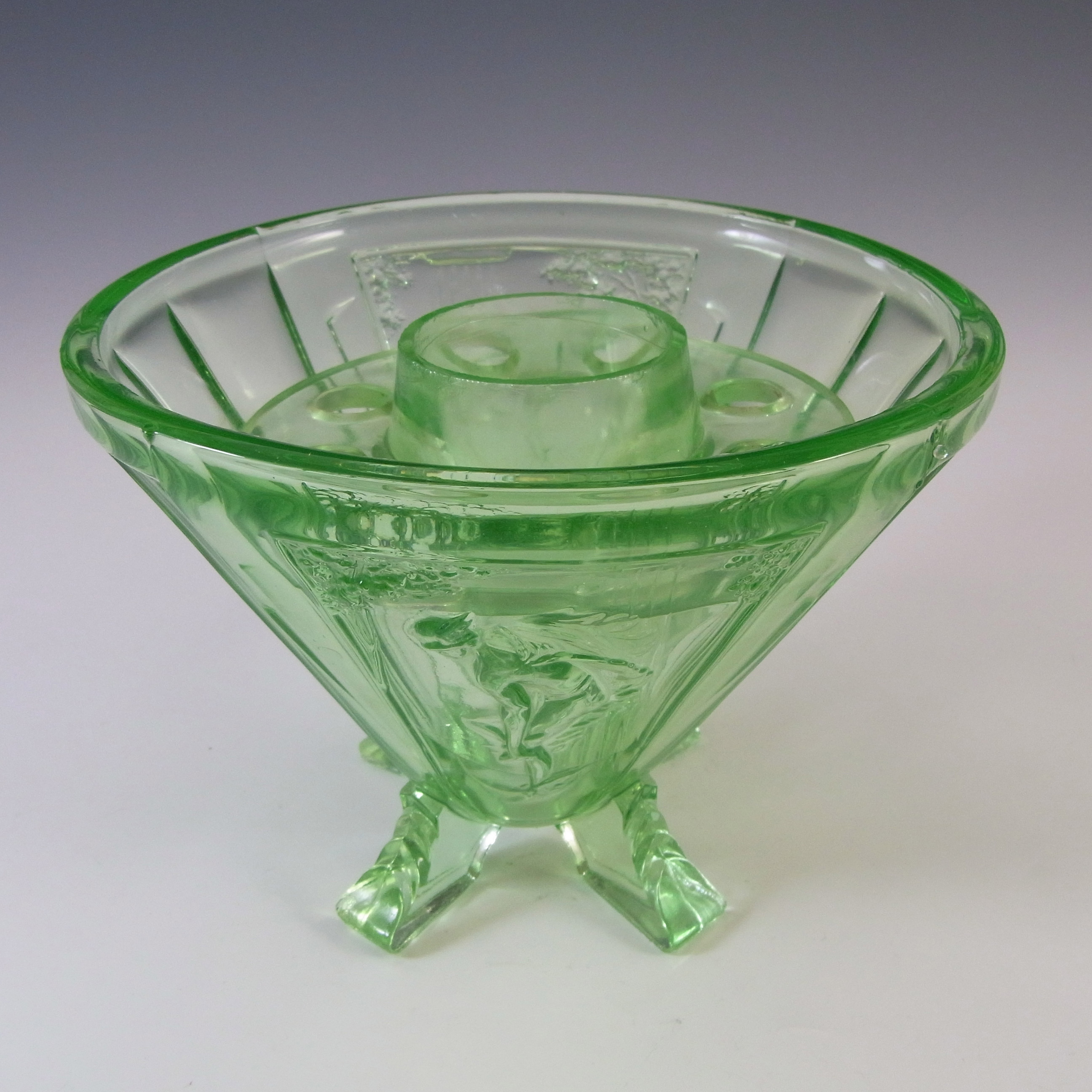Sowerby #2566 Art Deco 1930's Green Glass 'Mercury' Vase - Click Image to Close