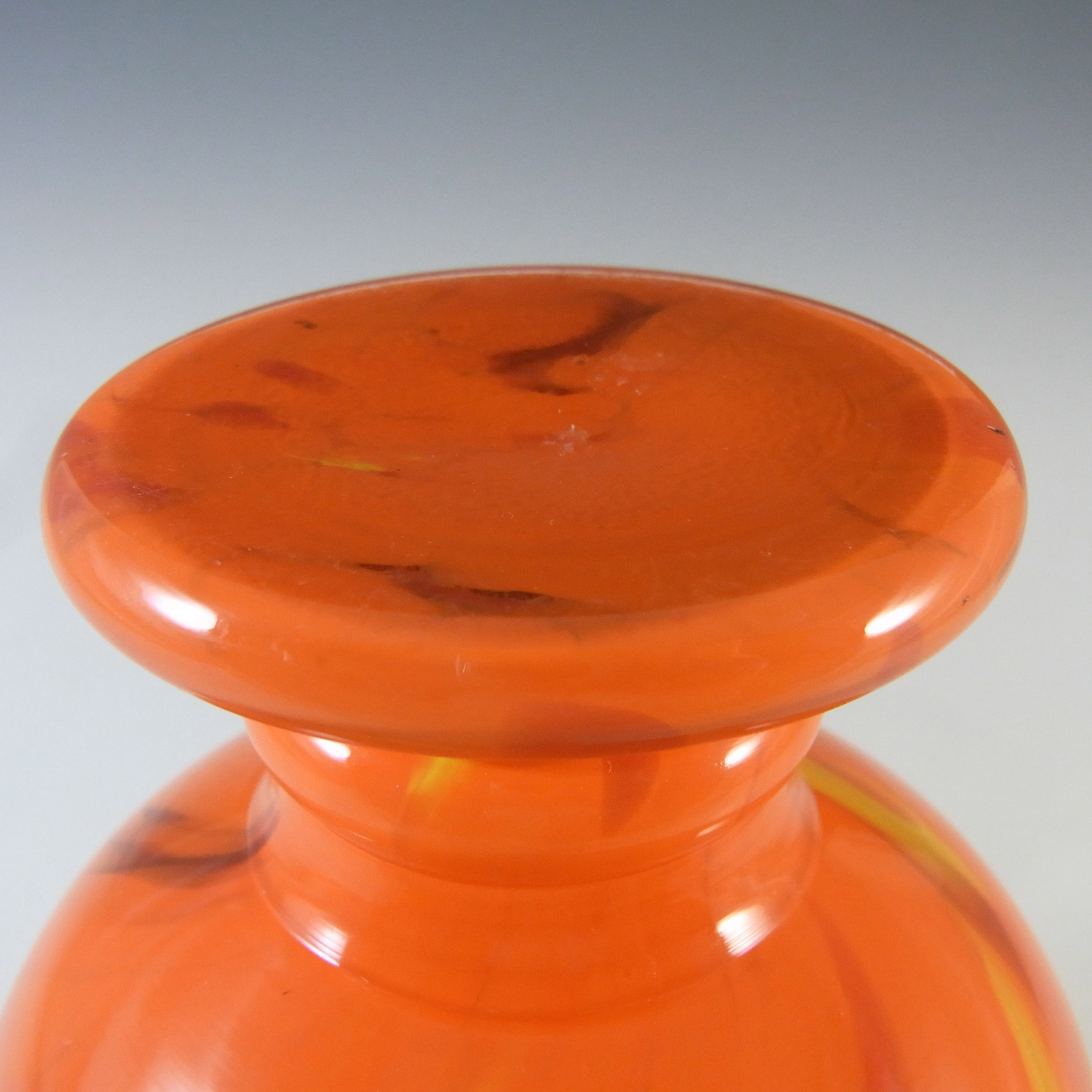 (image for) Czech Red & Orange Art Deco Spatter Glass Posy Vase - Click Image to Close