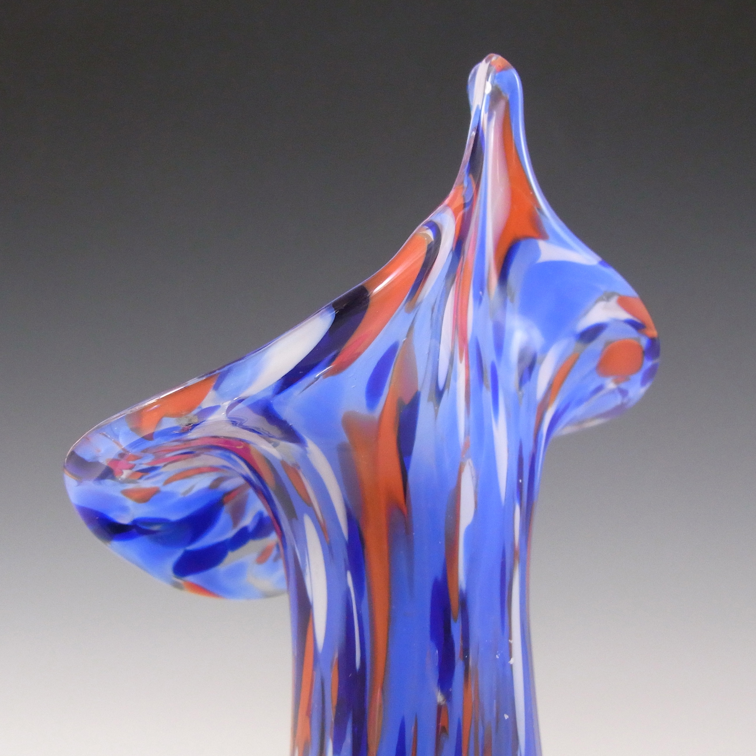 Czech Spatter / Splatter Glass Jack-in-the-Pulpit Vase - Click Image to Close