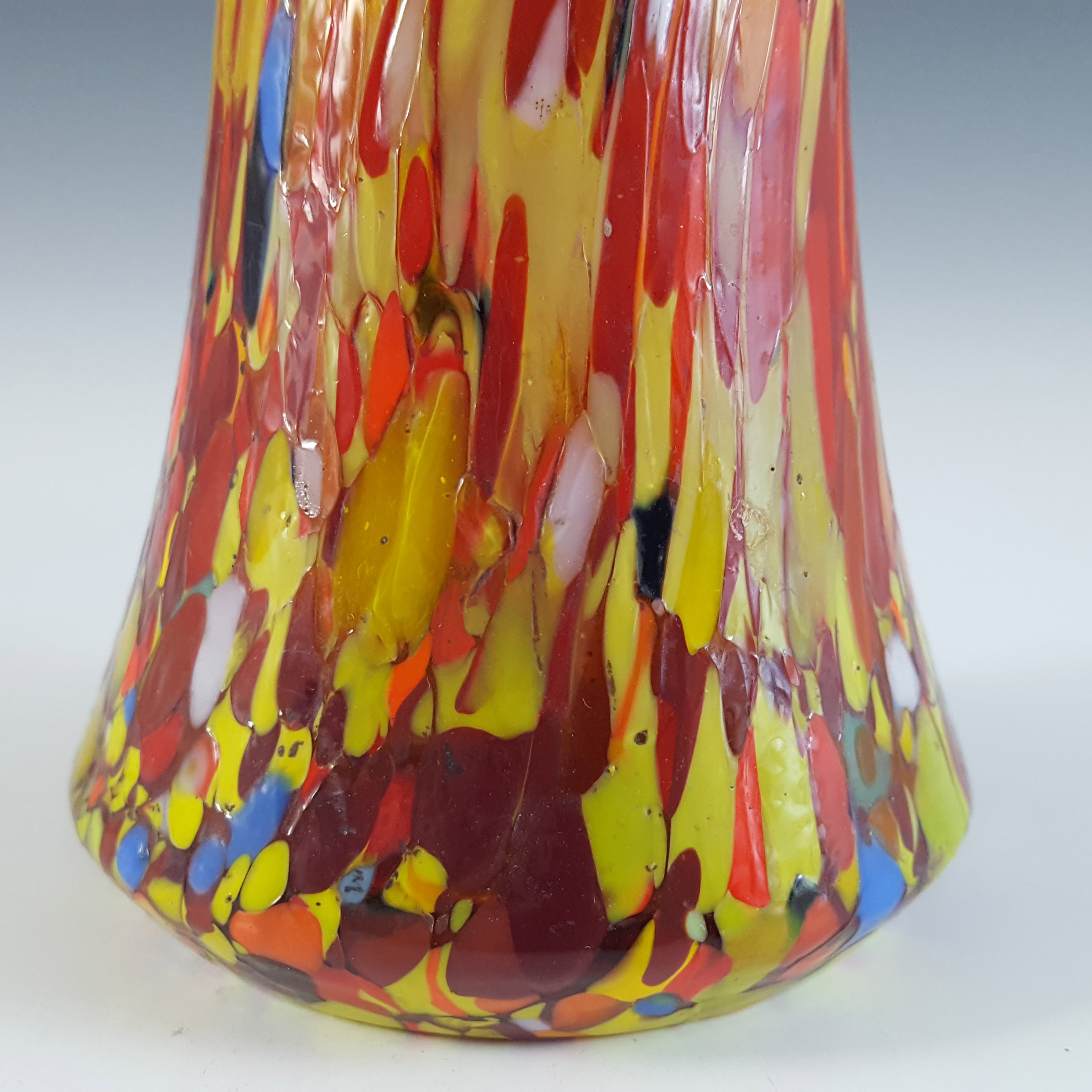 Czech Multicoloured Art Deco Vintage Spatter Glass Vase - Click Image to Close