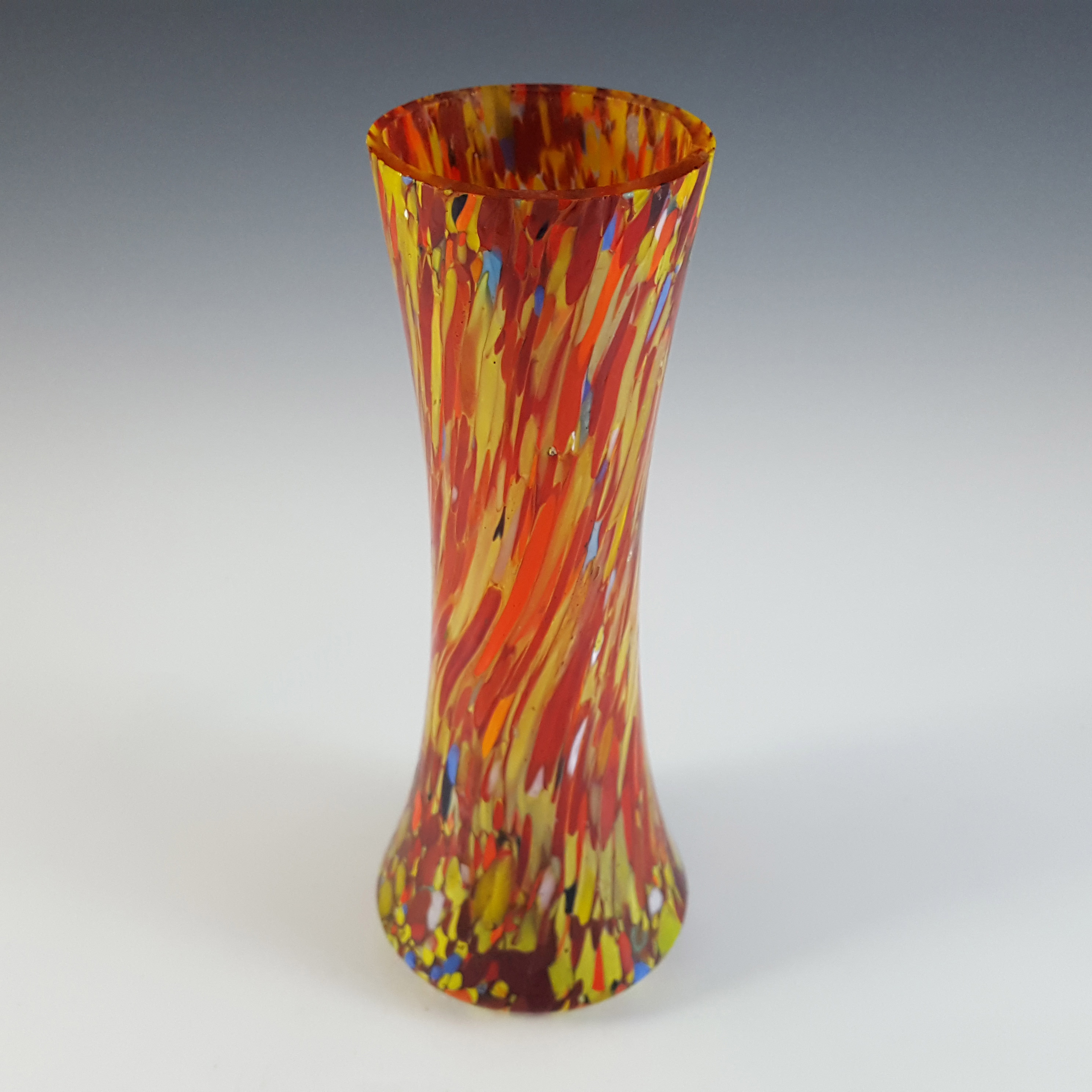Czech Multicoloured Art Deco Vintage Spatter Glass Vase - Click Image to Close