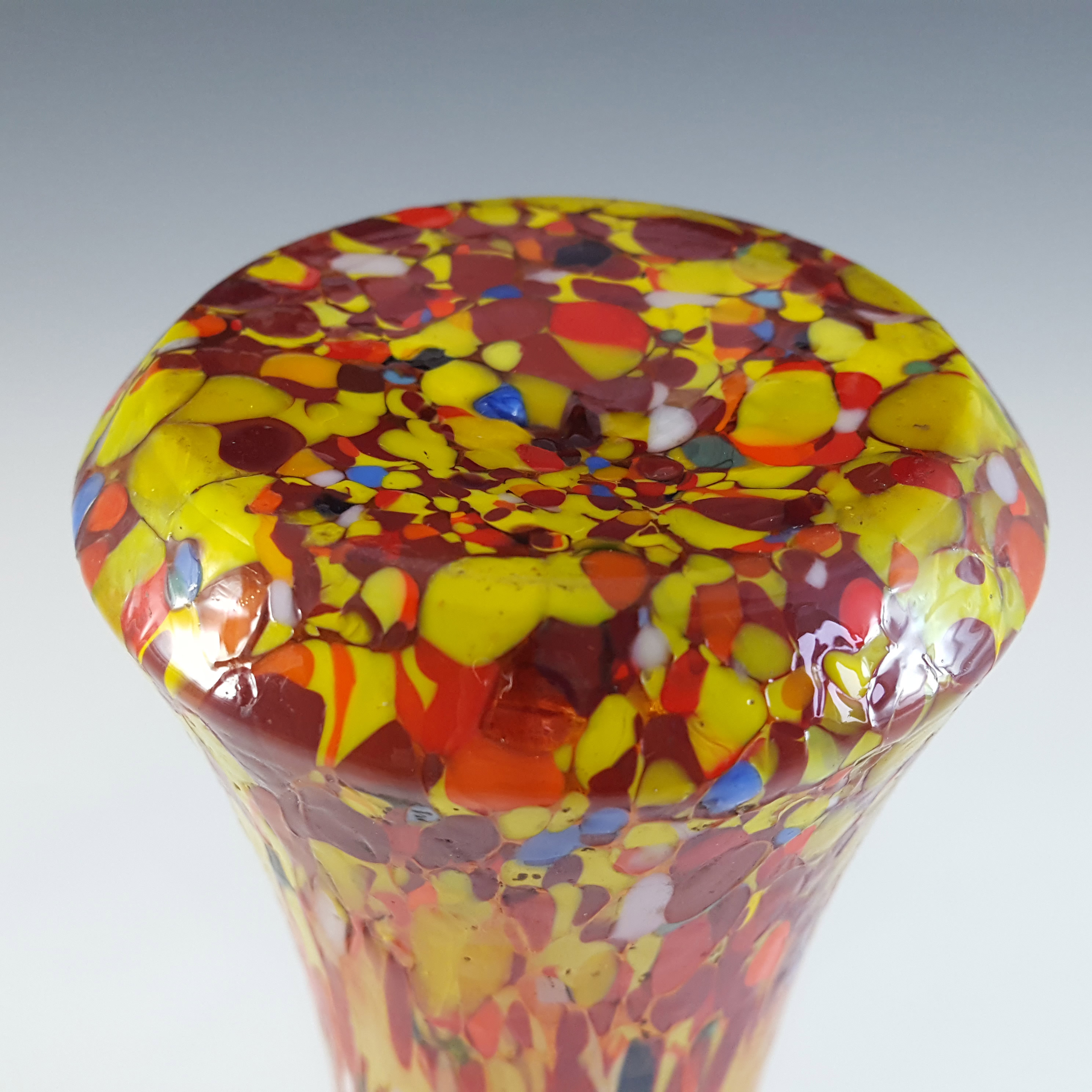 (image for) Czech Multicoloured Art Deco Vintage Spatter Glass Vase - Click Image to Close