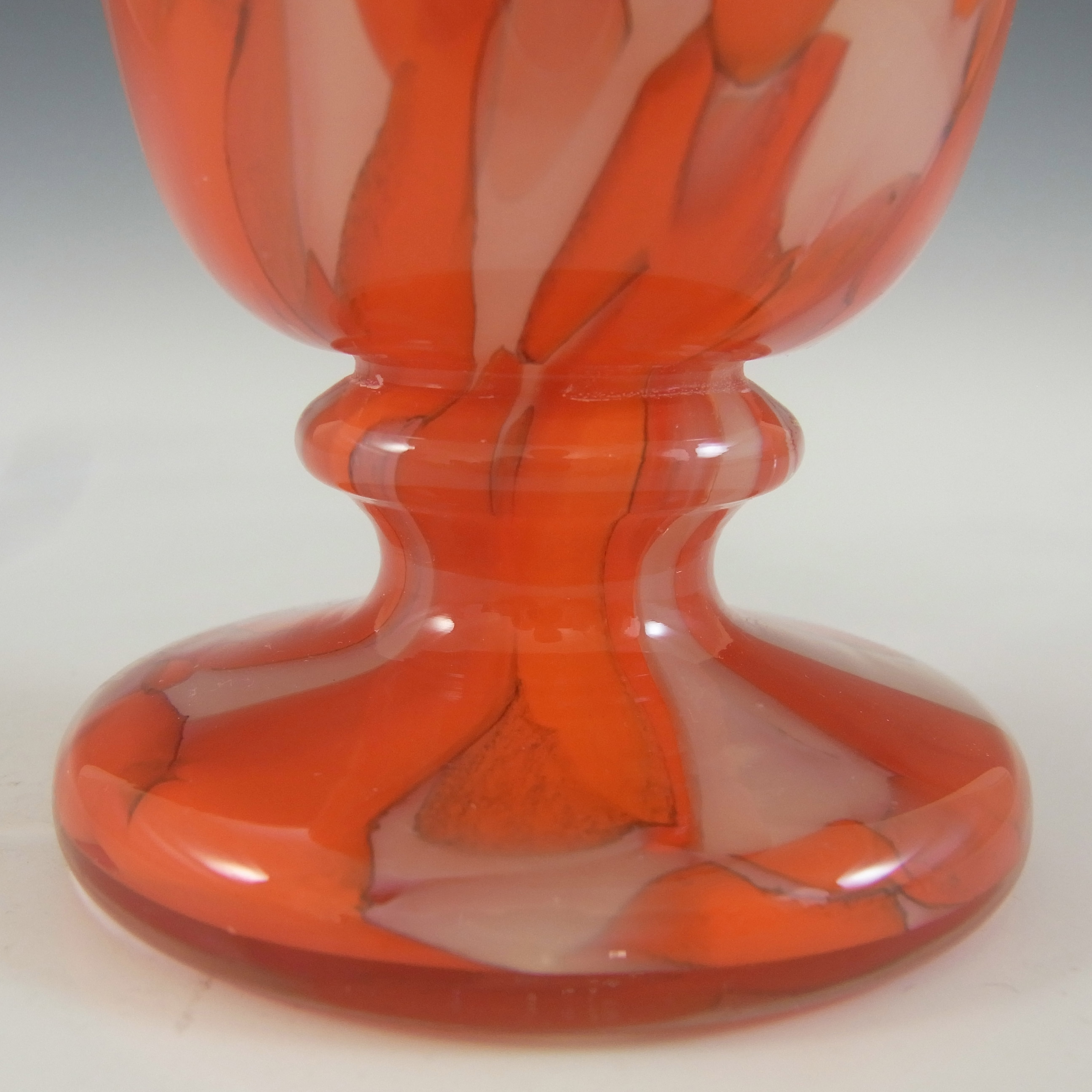 Czech Red & Pink Spatter / Splatter Glass Posy Vase - Click Image to Close