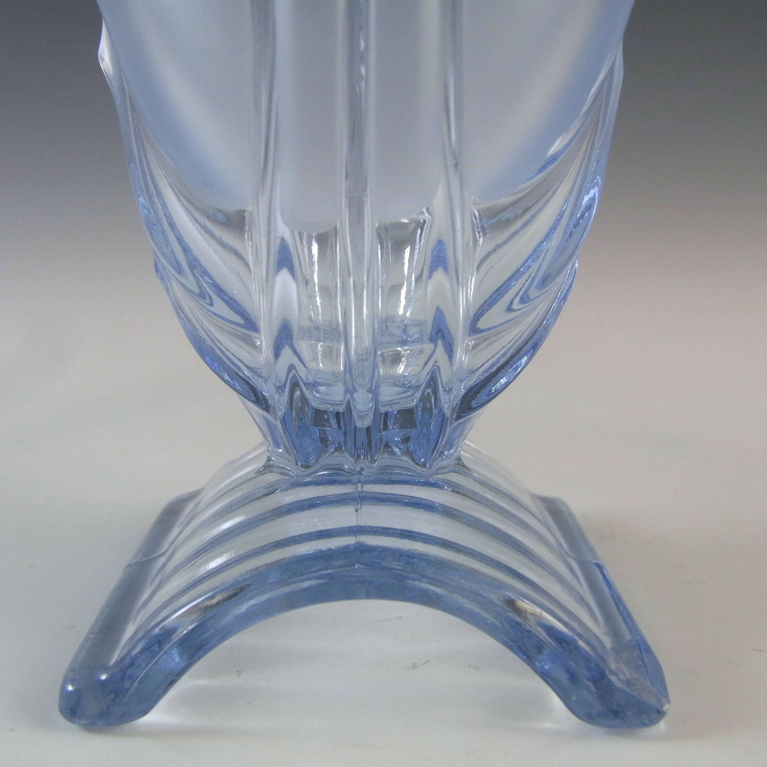 Stölzle Vintage 1930's Czech Art Deco Blue Glass Vase - Click Image to Close