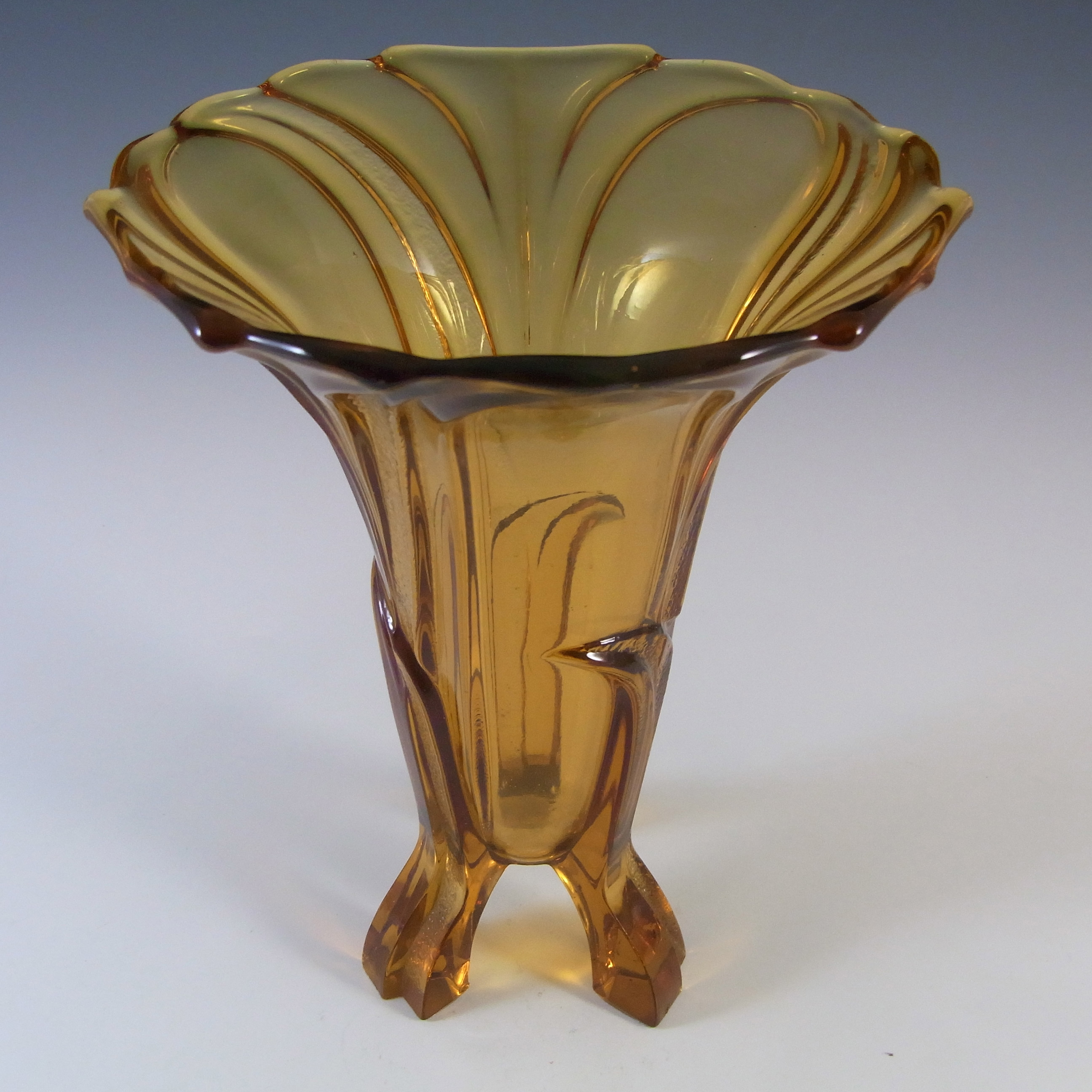 (image for) Stölzle #18781 Czech 1930's Art Deco Amber Glass Vase - Click Image to Close
