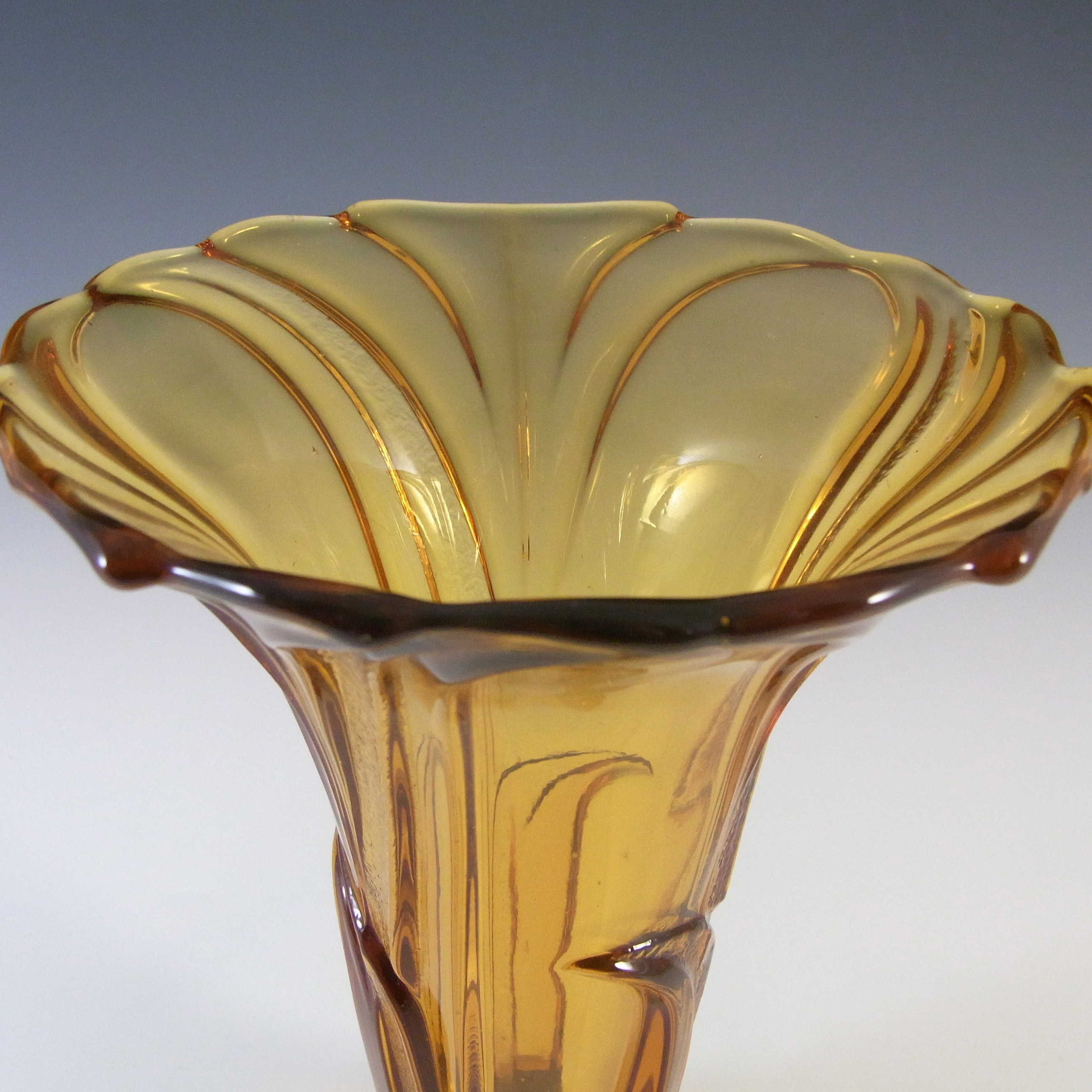 Stölzle #18781 Czech 1930's Art Deco Amber Glass Vase - Click Image to Close