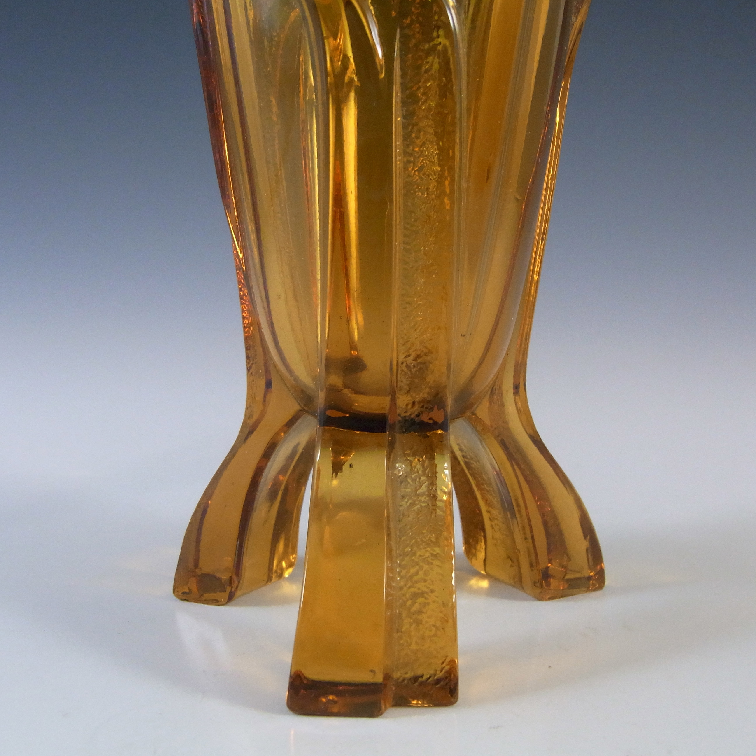 (image for) Stölzle #18781 Czech 1930's Art Deco Amber Glass Vase - Click Image to Close