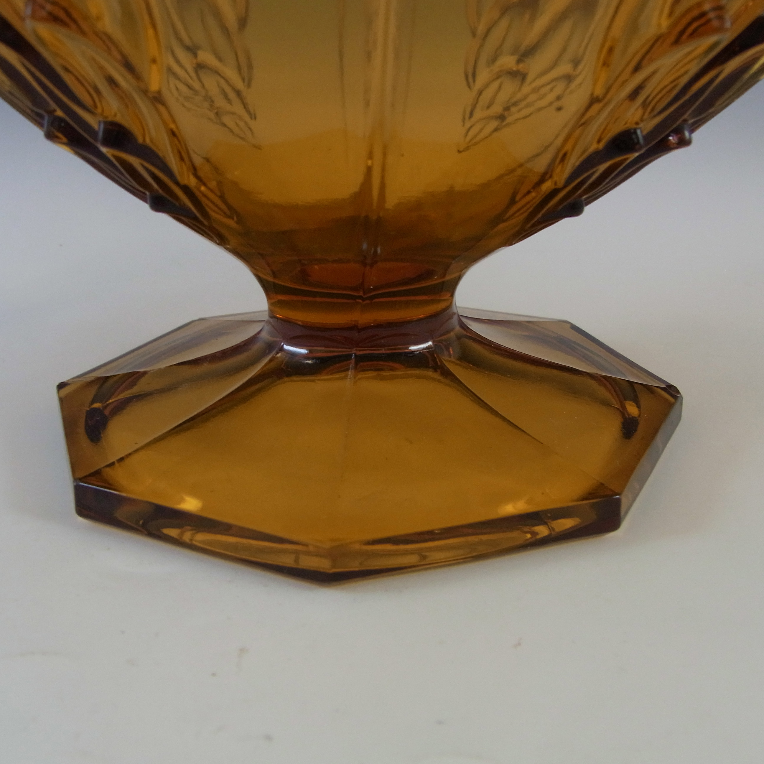 Stölzle #19090 Czech Art Deco Vintage Amber Glass Bowl - Click Image to Close