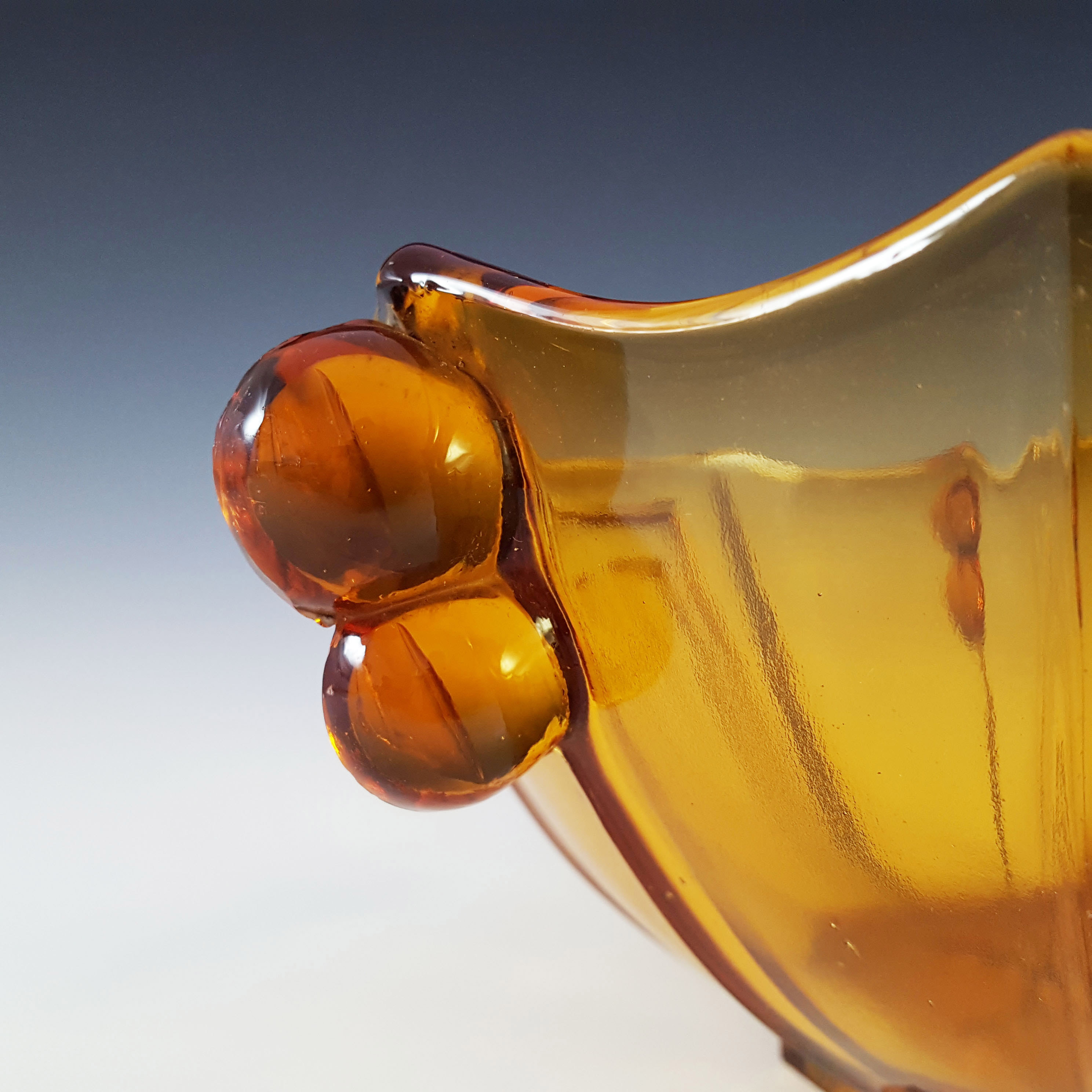 Czech Vintage Art Deco 1930's Large Amber Glass Bowl - Click Image to Close