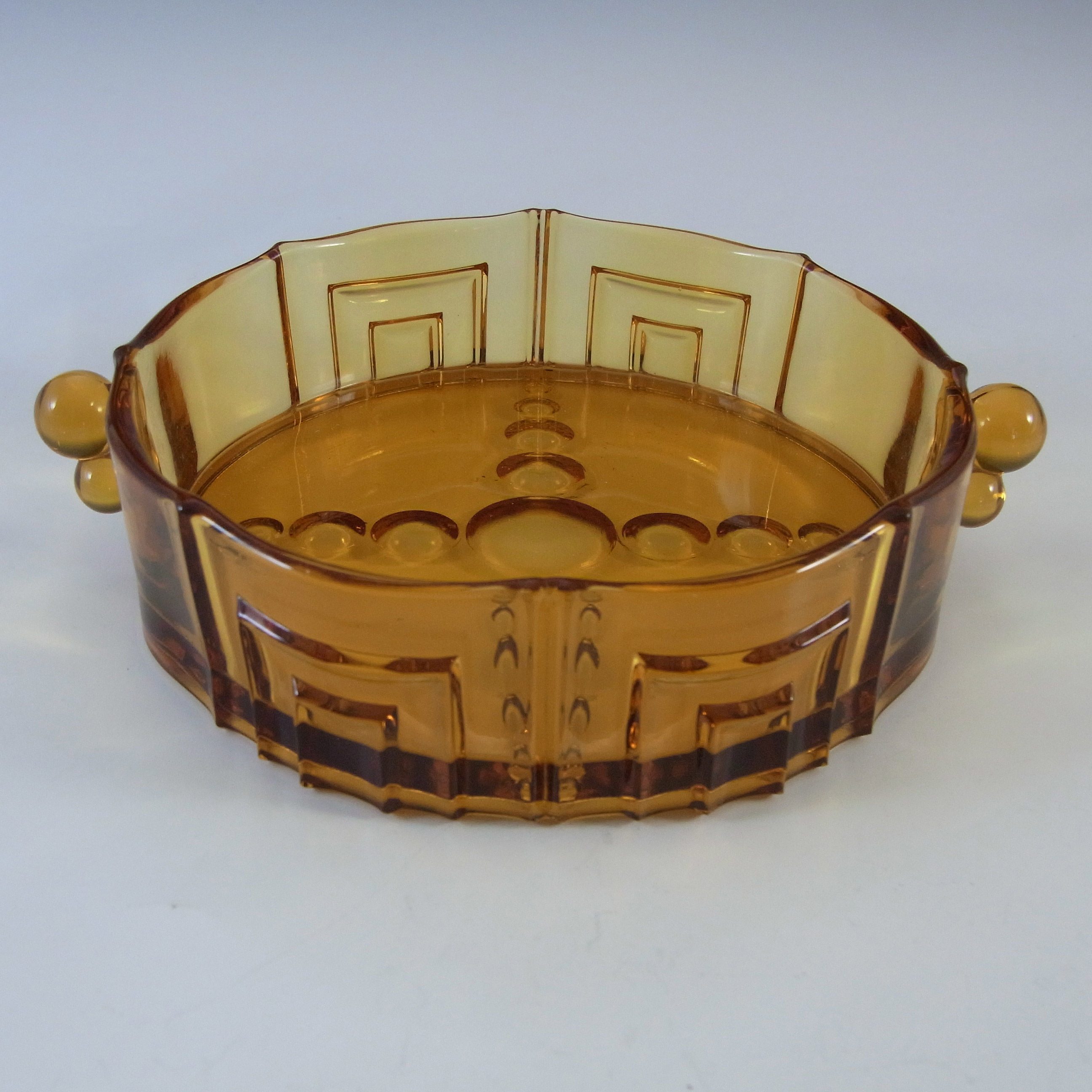 Czech Vintage Art Deco 1930's Amber Glass Bowl - Click Image to Close