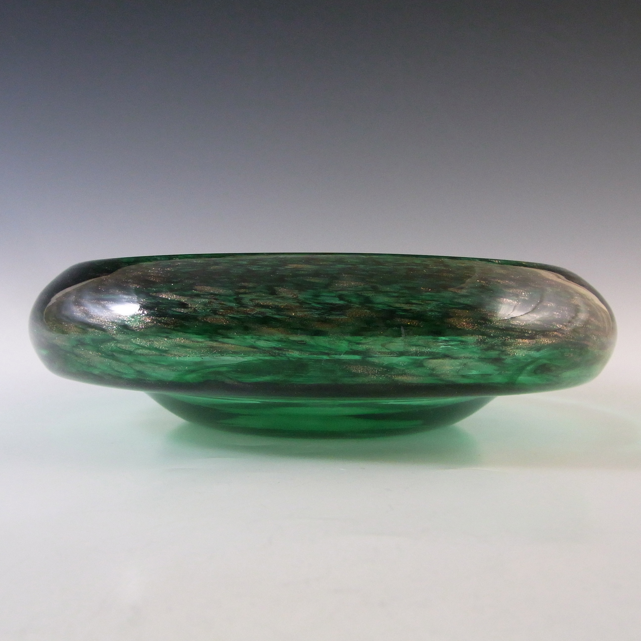 (image for) MARKED Strathearn Green & Copper Aventurine Glass Bowl B029 - Click Image to Close
