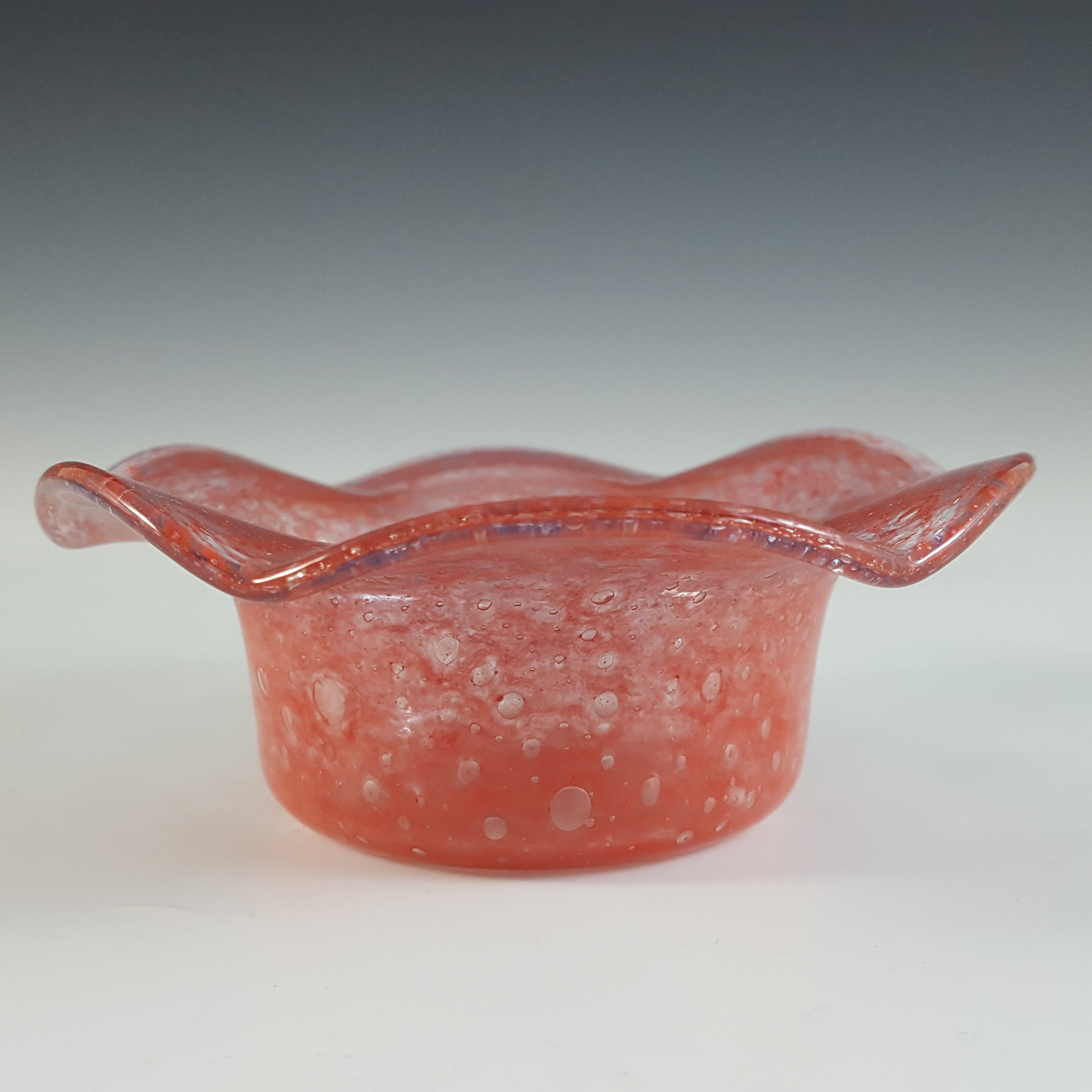 SIGNED Vasart Pink Bubbly Mottled Glass Bowl B021 - Click Image to Close