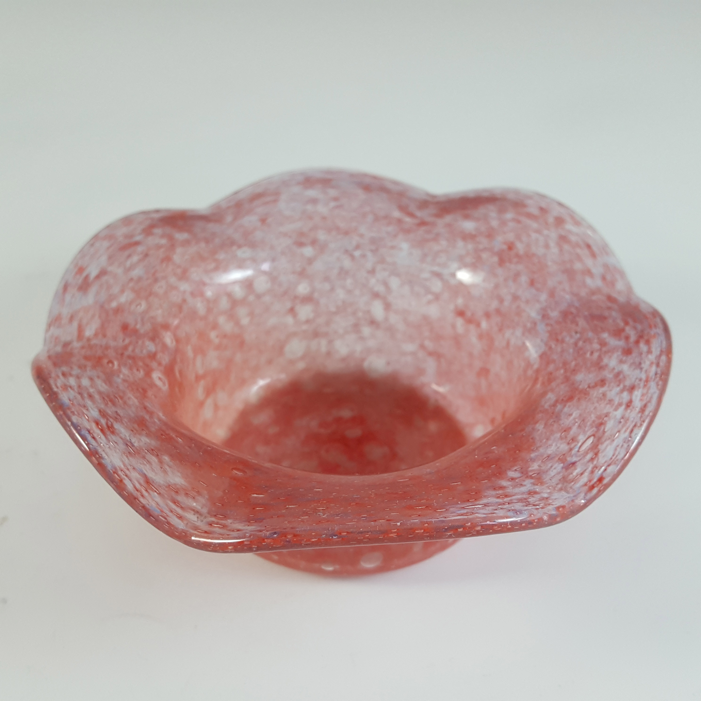(image for) SIGNED Vasart Pink Bubbly Mottled Glass Bowl B021 - Click Image to Close