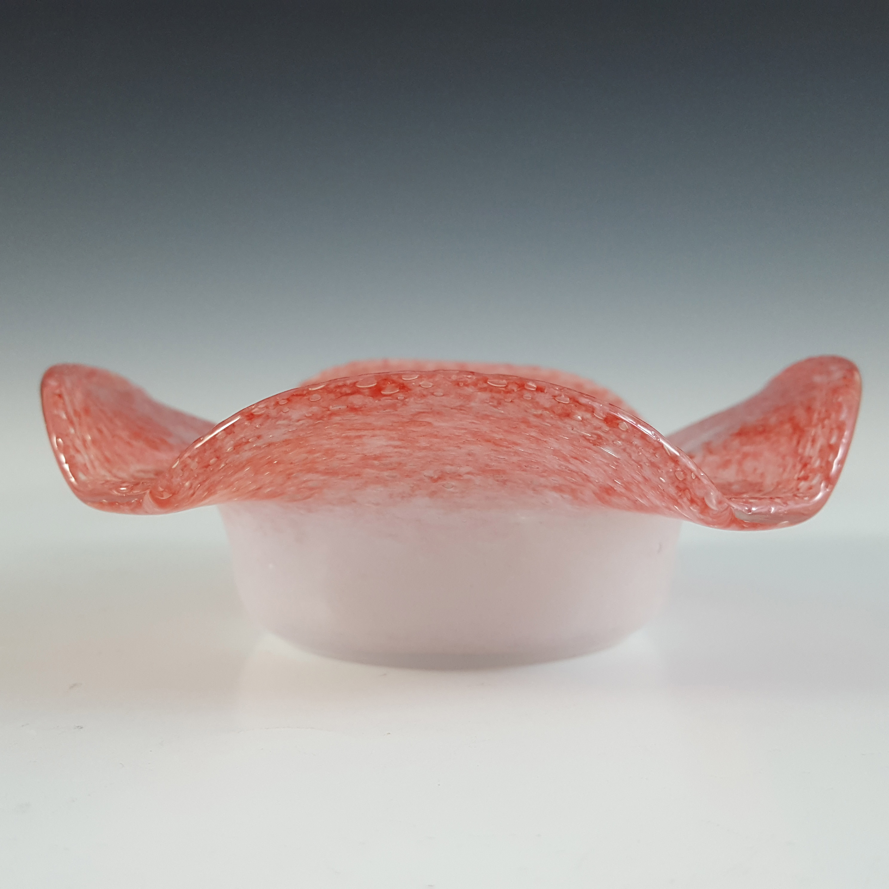 (image for) SIGNED Vasart Pink & White Mottled Glass Bowl B043 - Click Image to Close