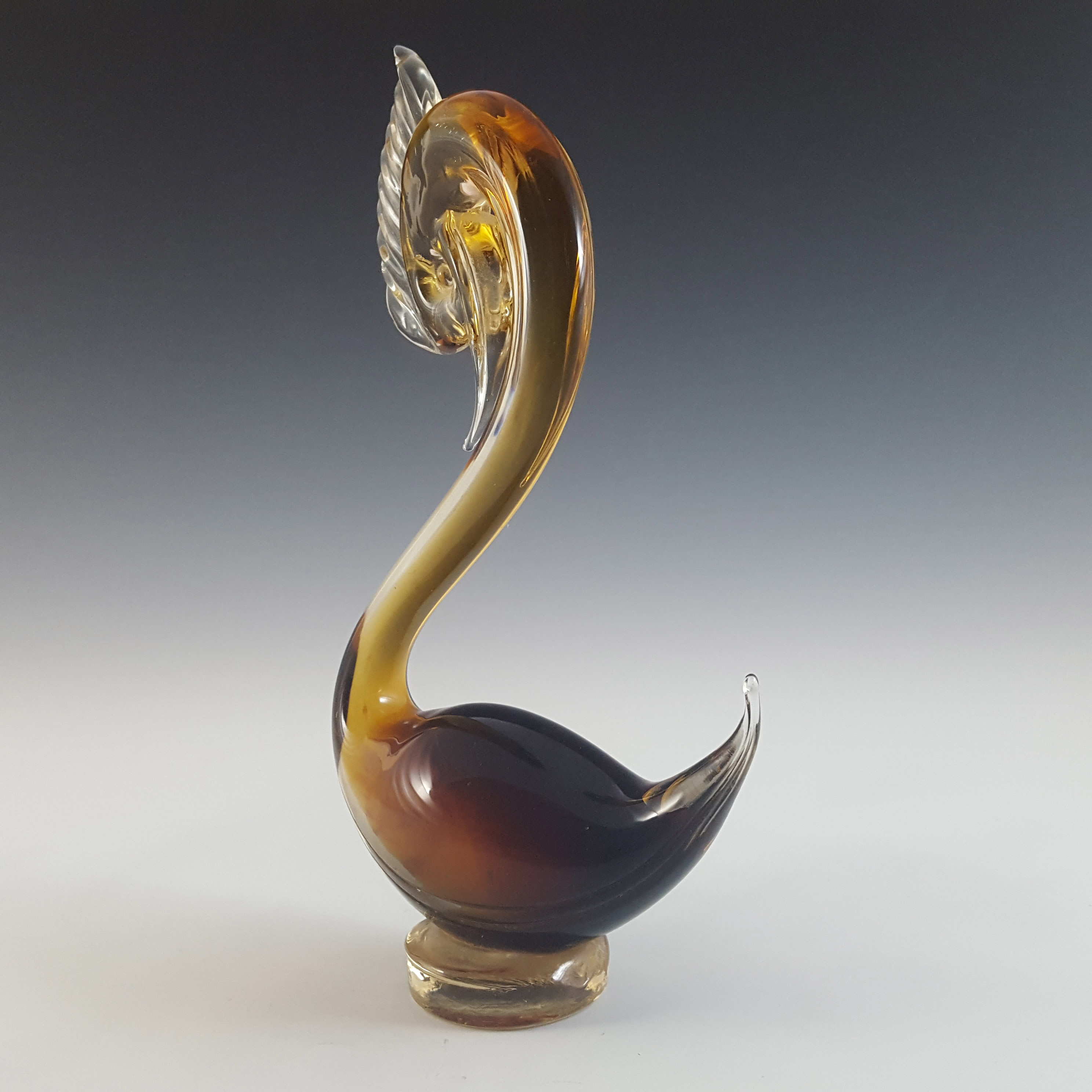 (image for) Vetro Artistico Veneziano Murano Brown Cased Glass Swan - Click Image to Close