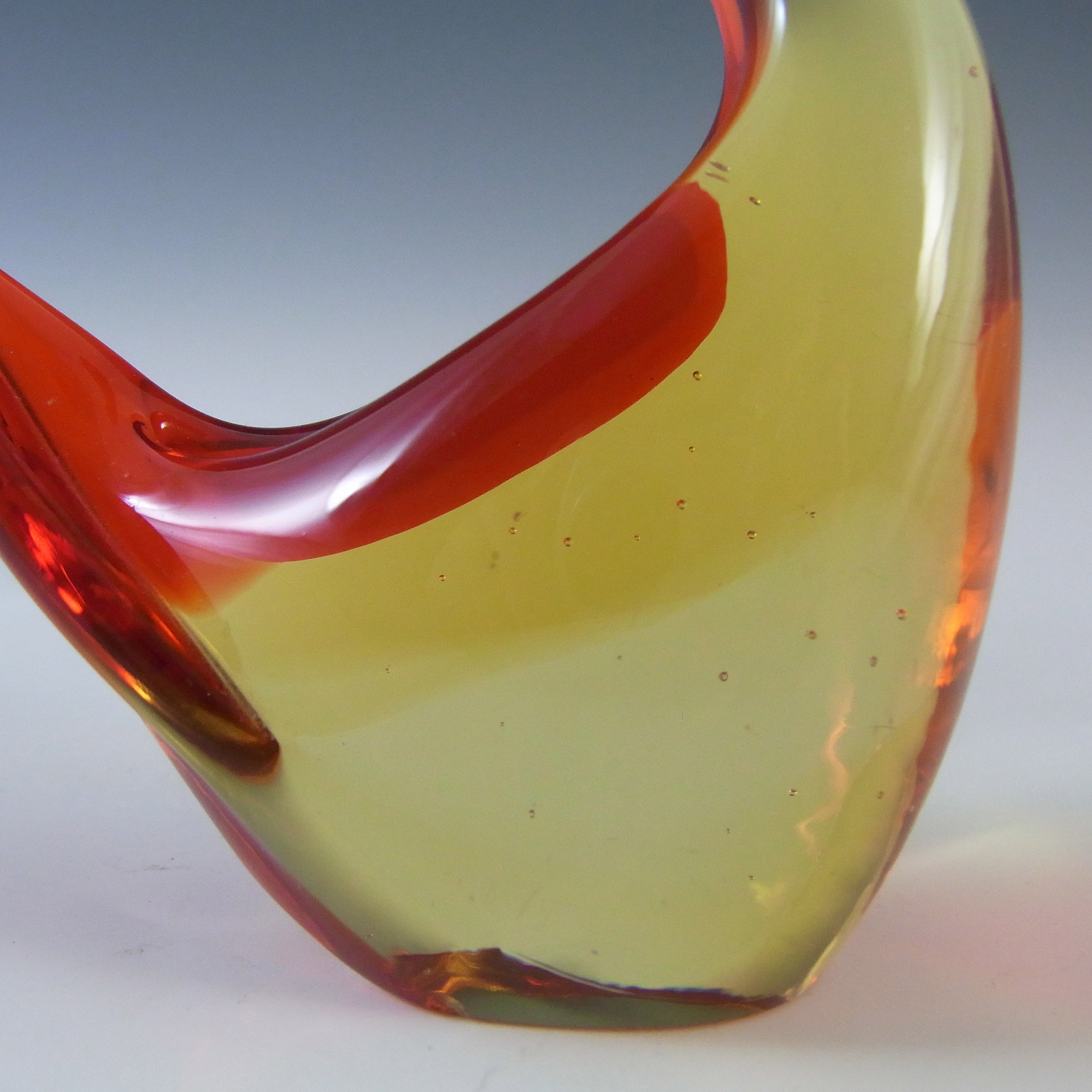 (image for) Murano Venetian 1950's Red & Amber Glass Duck Figurine - Click Image to Close
