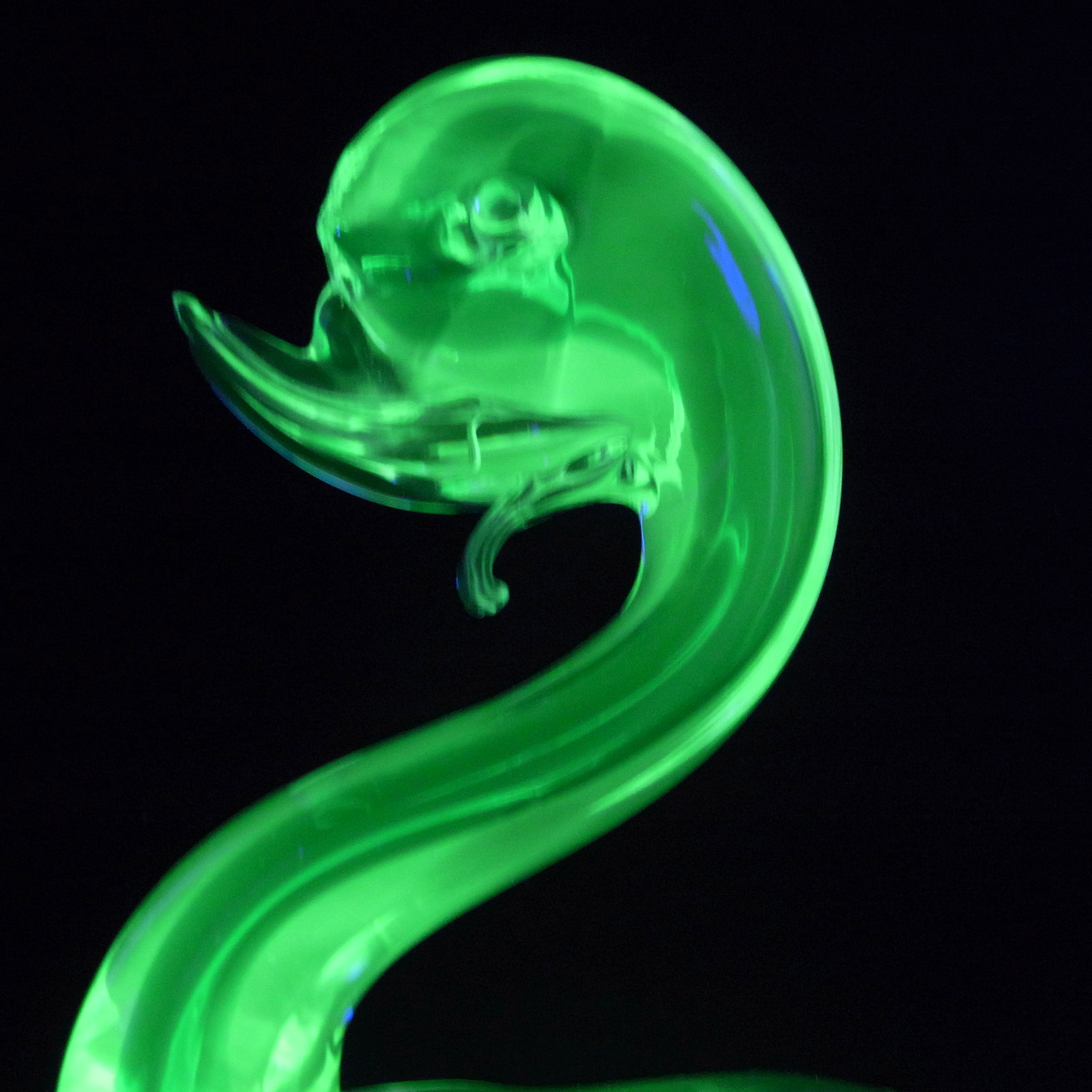 (image for) Murano Vintage Green & Uranium Yellow Sommerso Glass Swan - Click Image to Close