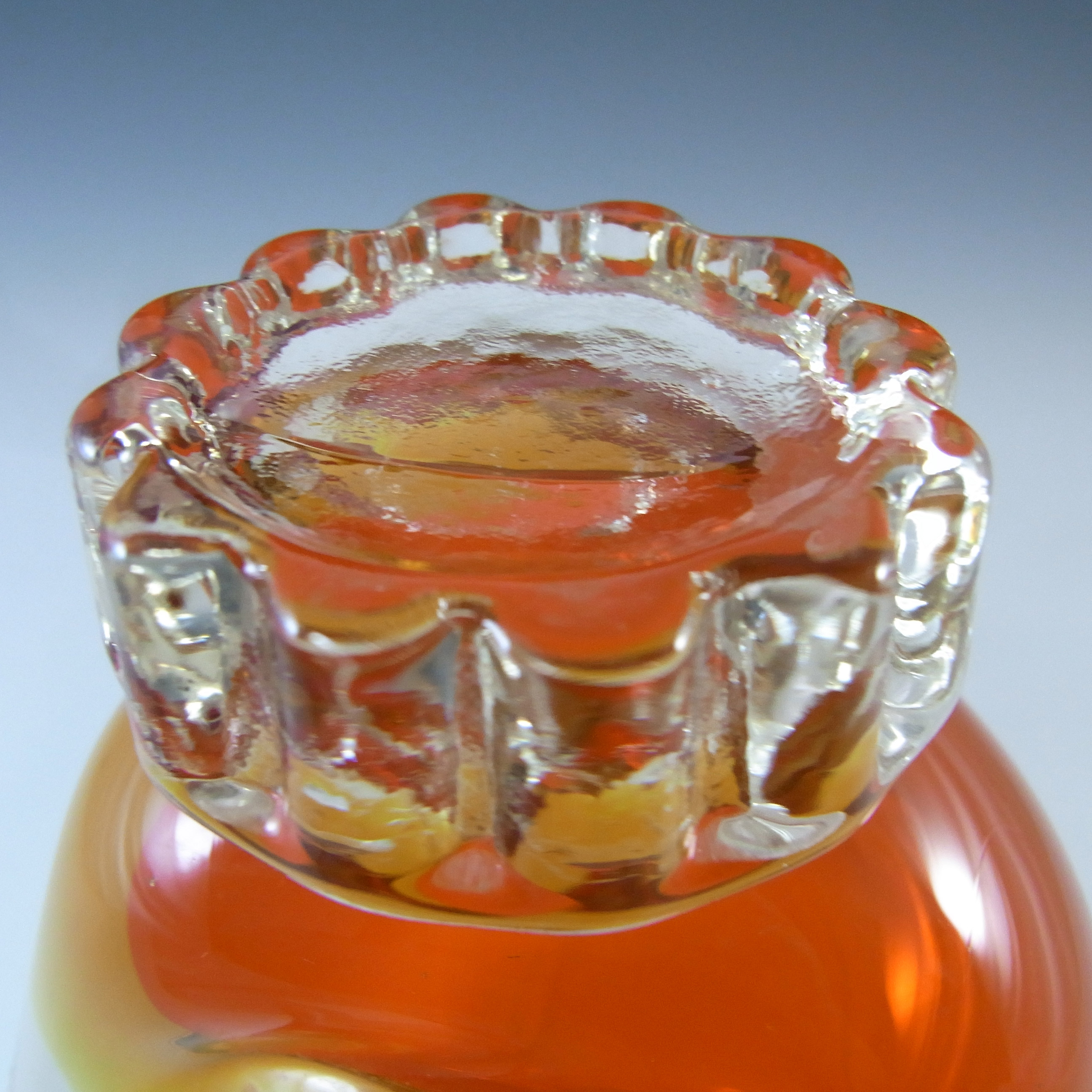 (image for) Murano Orange & Amber Vintage Sommerso Glass Swan Sculpture - Click Image to Close